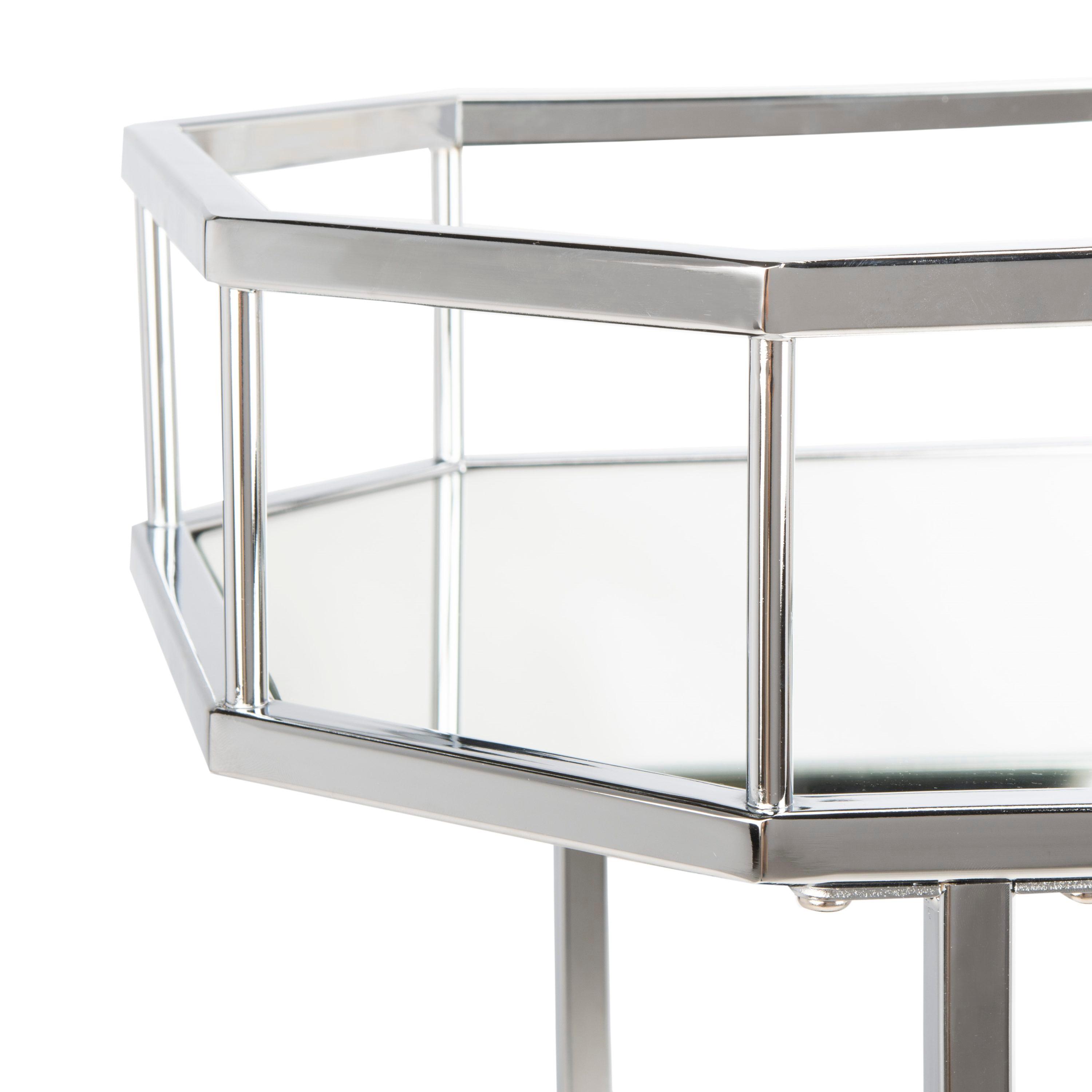 Silva 2 Tier Octagon Bar Cart - Chrome/Mirror - Safavieh