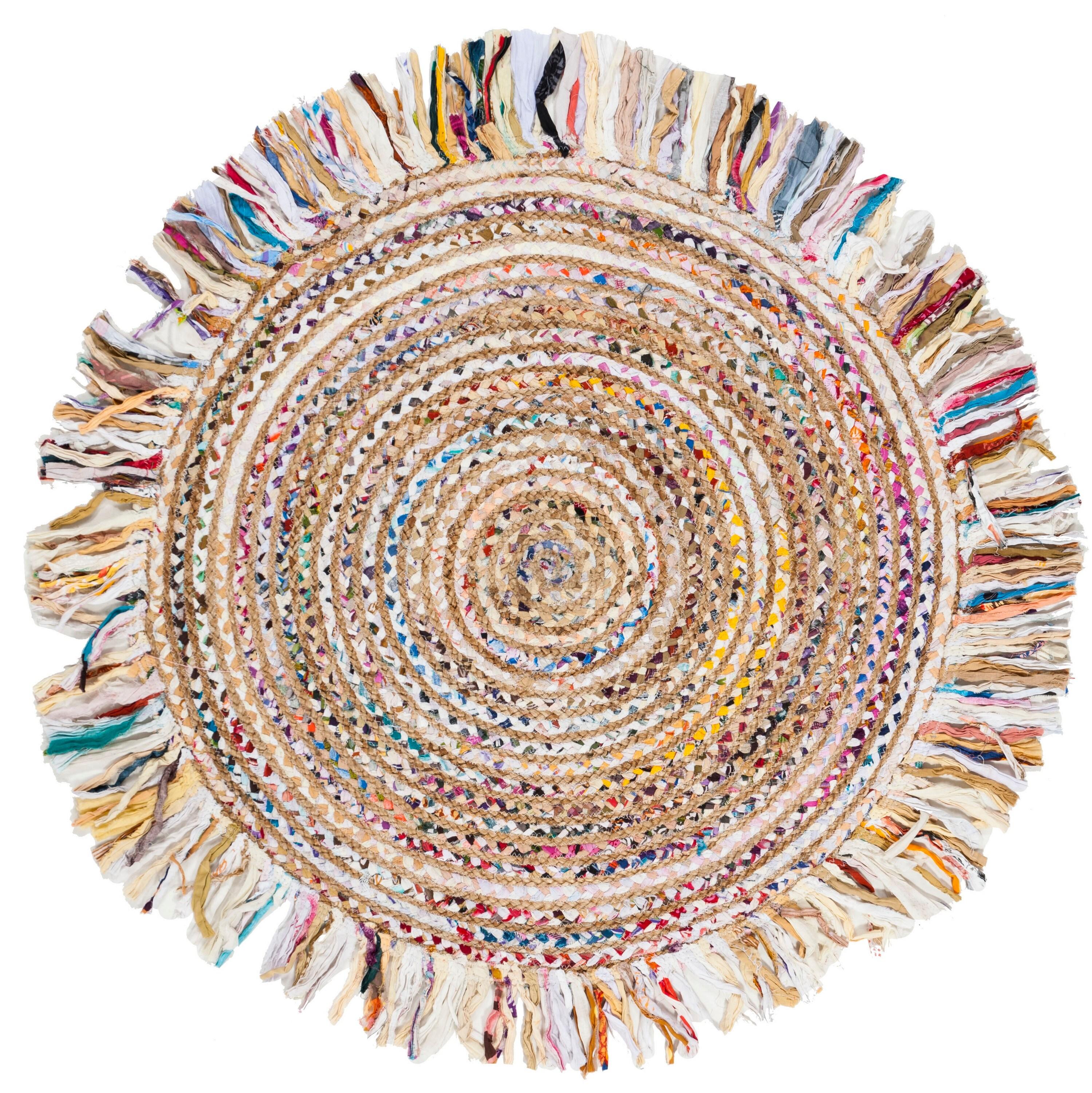 Cape Cod CAP206 Hand Woven Area Rug - Ivory/Light Beige - 4' Round - Safavieh.