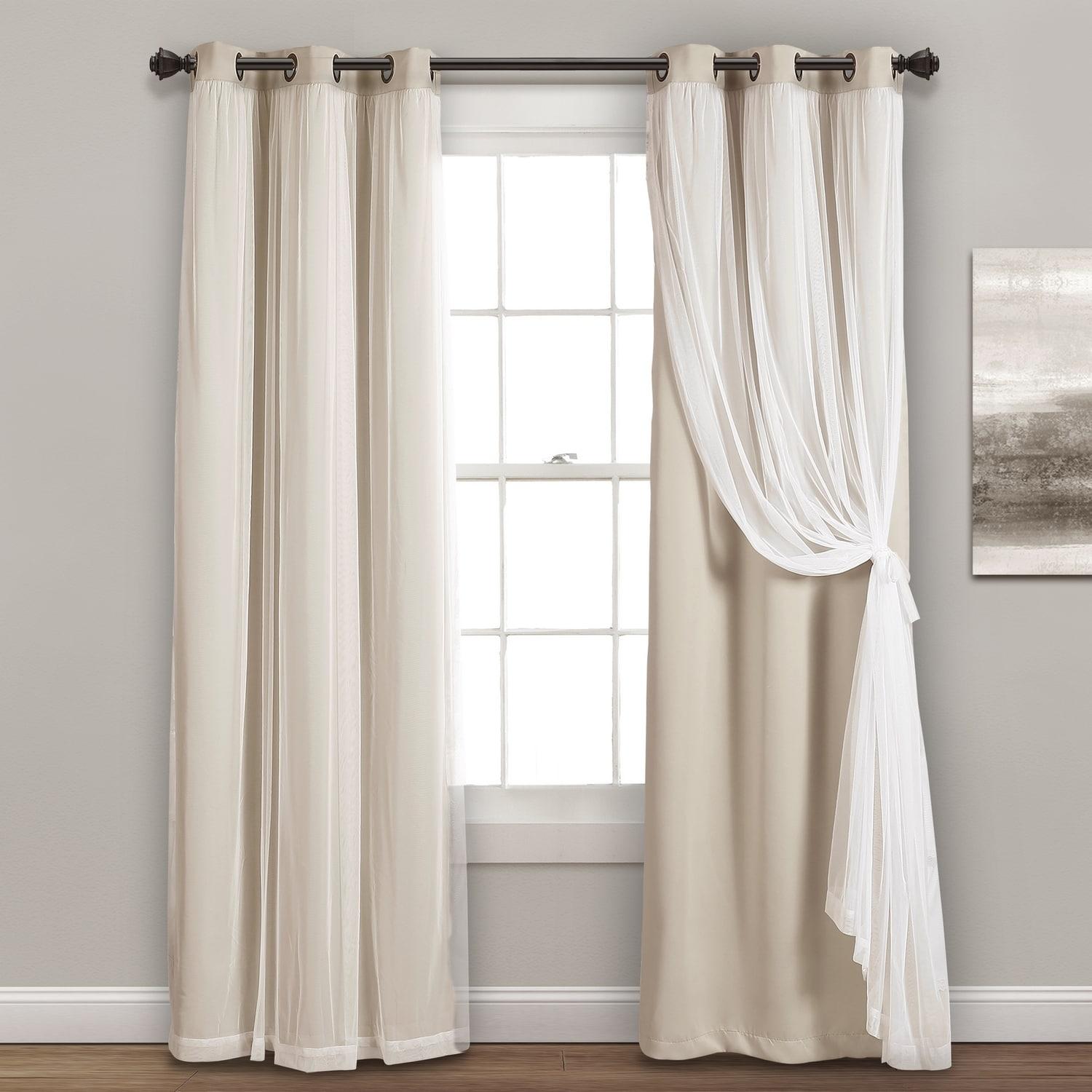 Home Boutique Grommet Sheer Panels with Insulated Blackout Lining Wheat Set 38X84