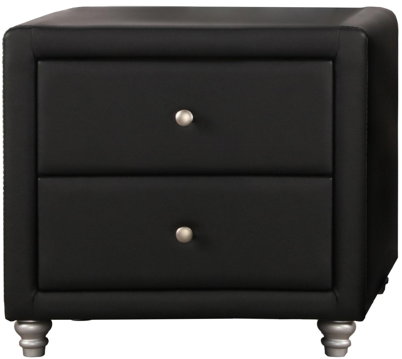 Camden Isle Upholstered 2 Drawer Nightstand in Black Faux Leather