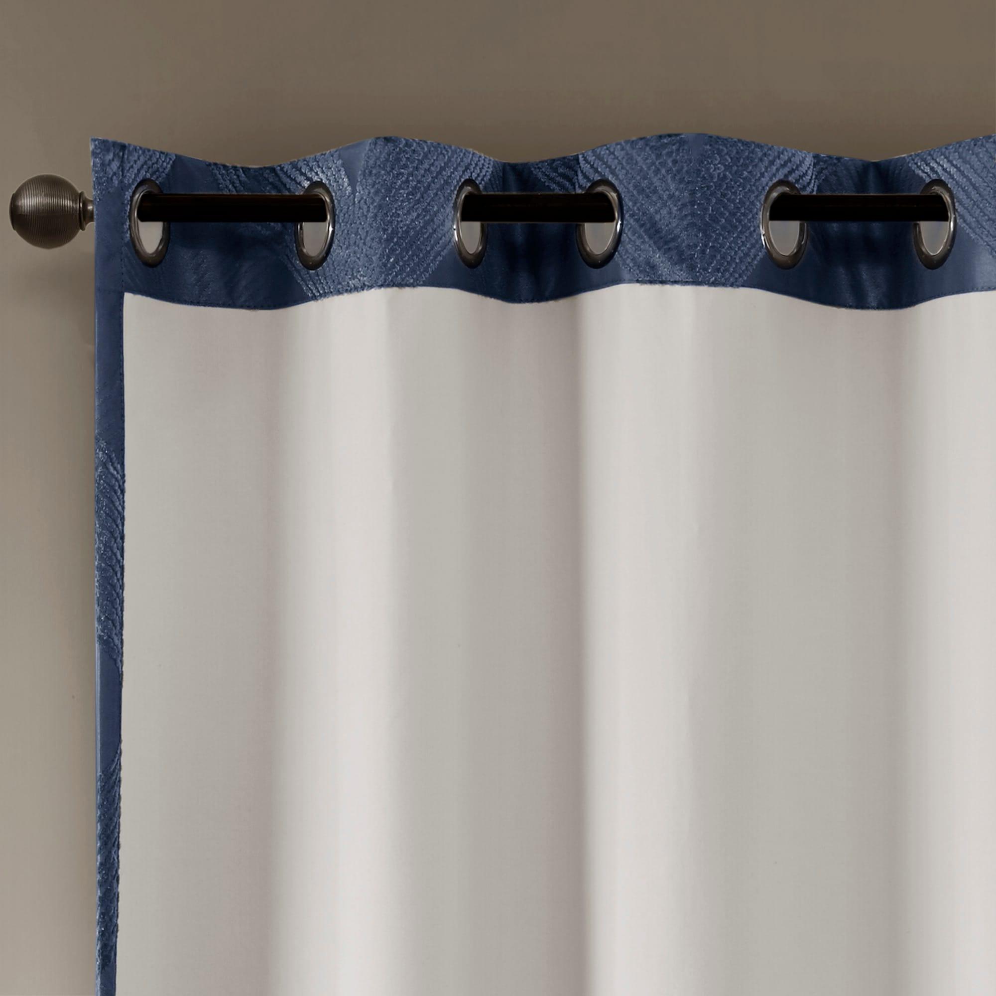 Madison Park Bentley Ogee Knitted Jacquard Geometric Total Blackout Single Curtain Panel