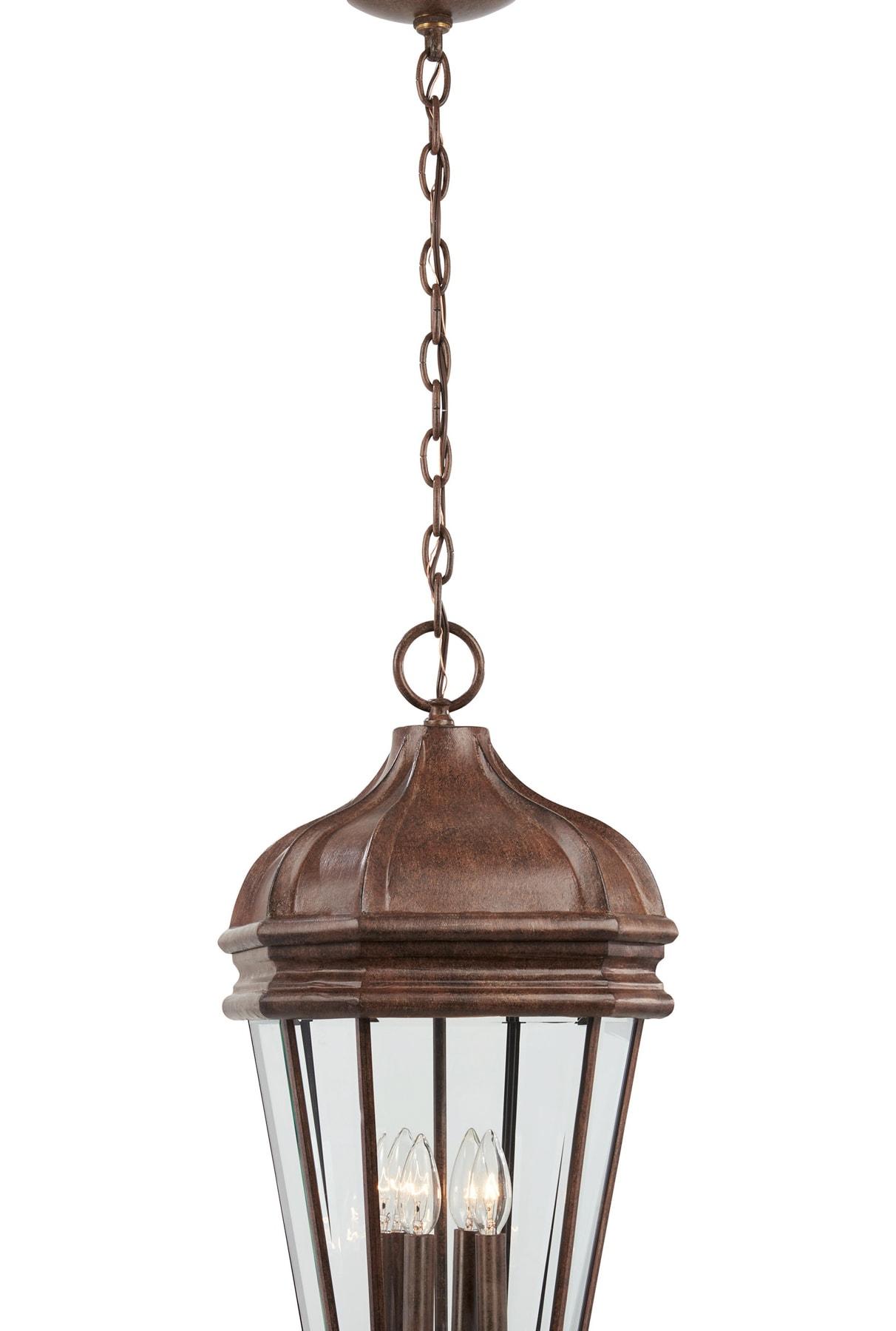 Minka Lavery Rustic Outdoor Hanging Light Fixture Vintage Rust Damp Rated 29" Beveled Clear Glass for Post Exterior Porch Patio