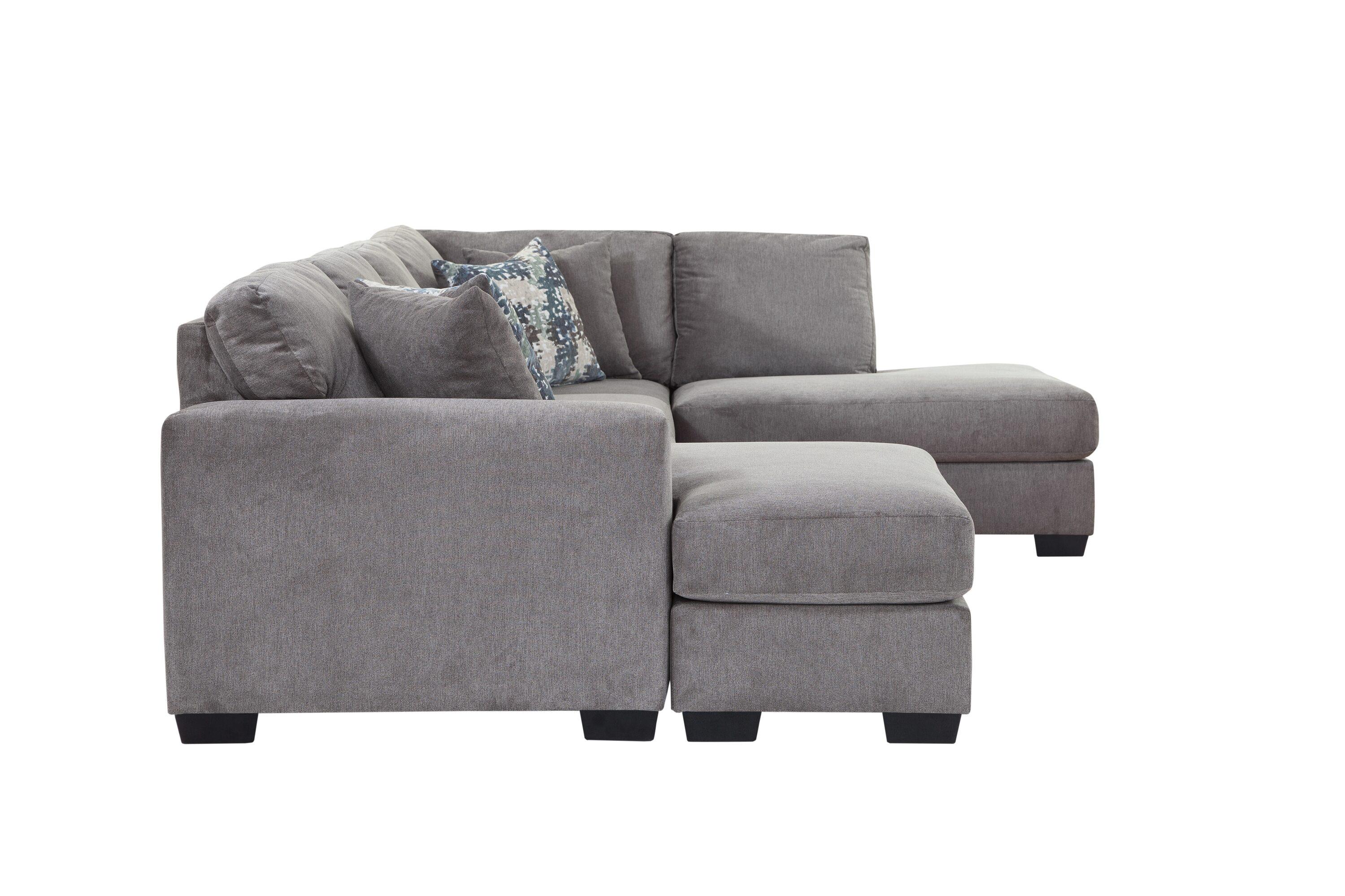 American Furniture Classics Graphite U Shaped Sectional with 4 Throw Pillows