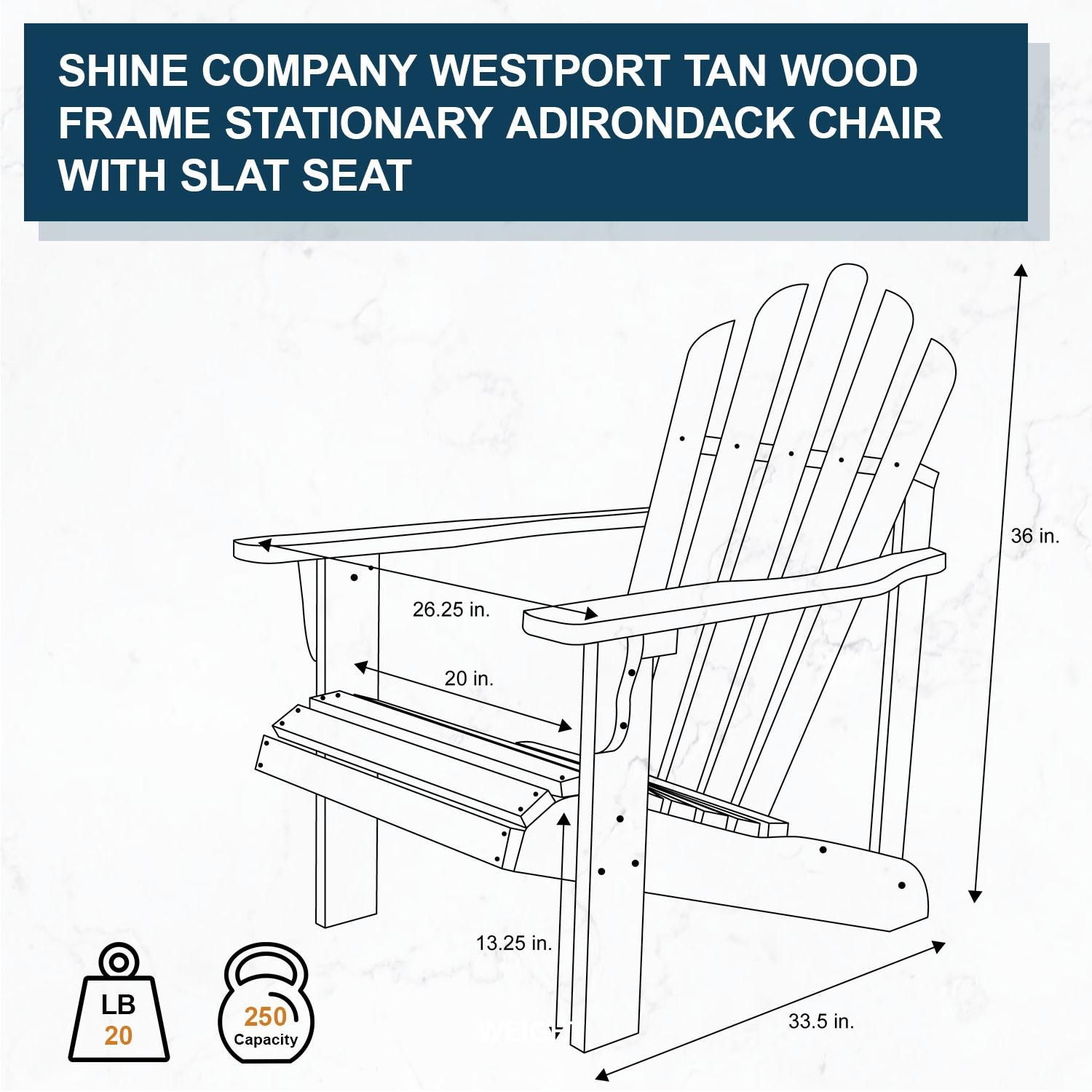 Shine Company Westport Cedarwood Indoor Outdoor Adirondack Chair, Natural