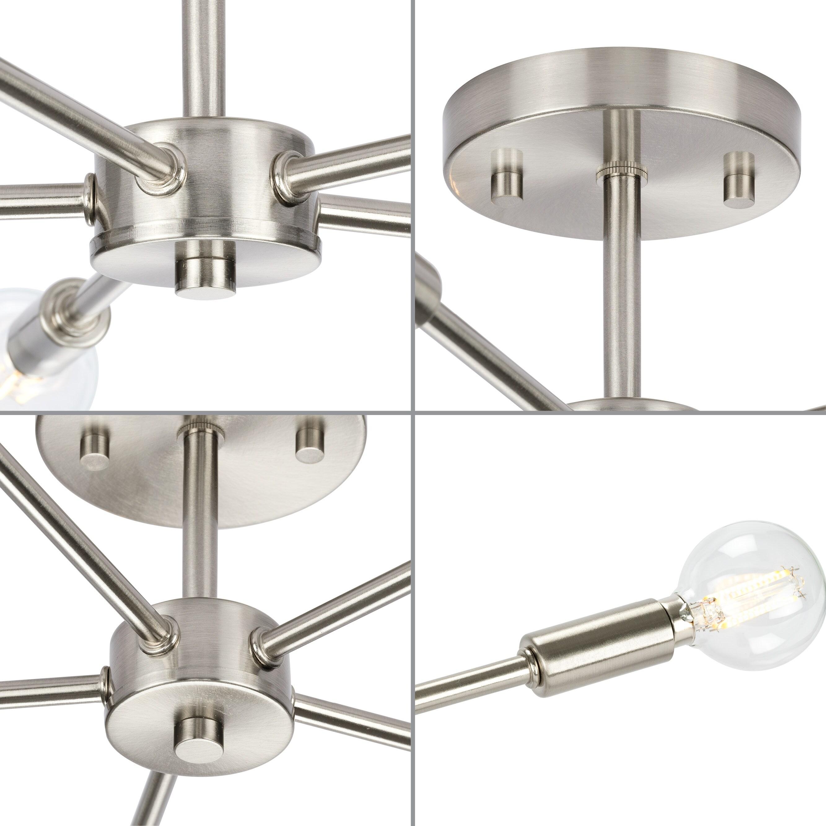 Progress Lighting, Delayne Collection, 5-Light Semi-Flush Mount, Brushed Nickel, No Shade