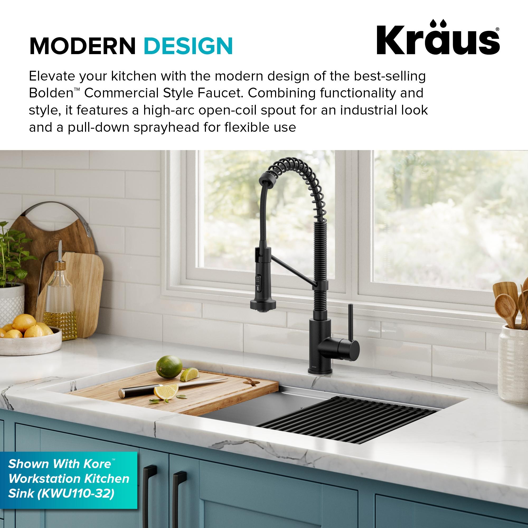 KRAUS Bolden Commercial Style 2-Function Single Handle Pull Down Kitchen Faucet