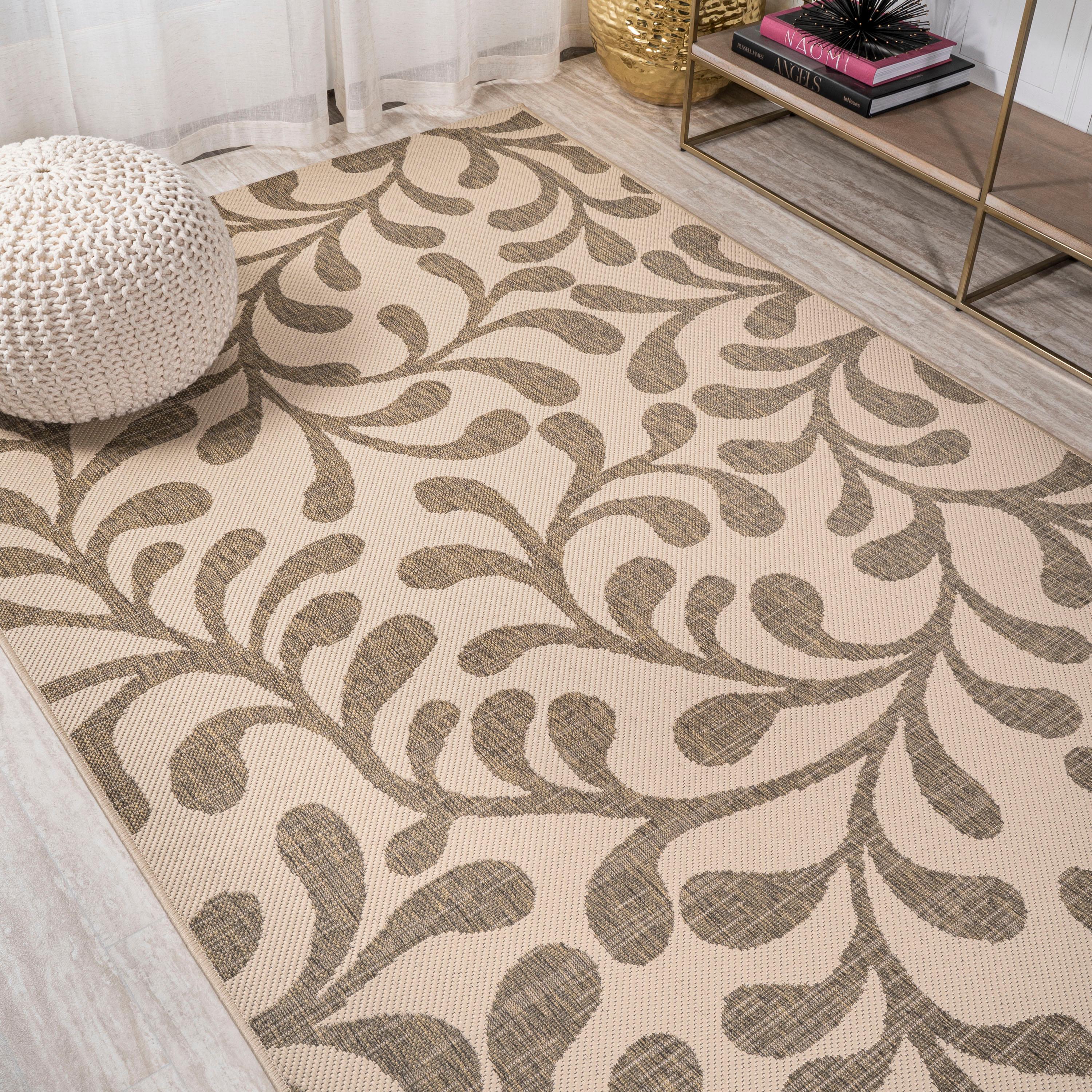 4'x6' Vine All Over Indoor/Outdoor Area Rug, Brown/Beige - JONATHAN Y