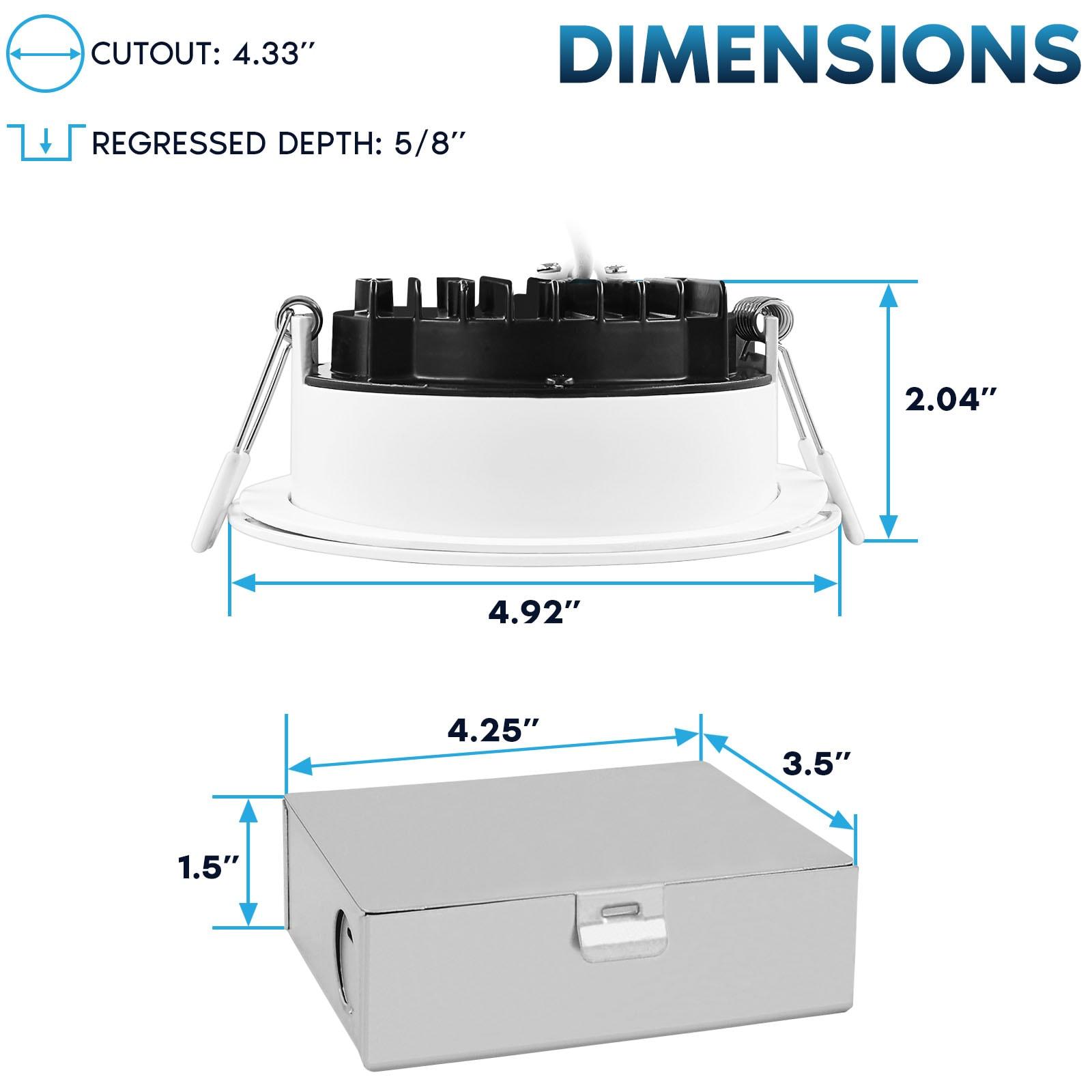 Luxrite 4 Inch LED Recessed Ceiling Light J-Box 15W 5 Color Selectable 1300LM Dimmable Wet Rated IC Rated ETL Listed