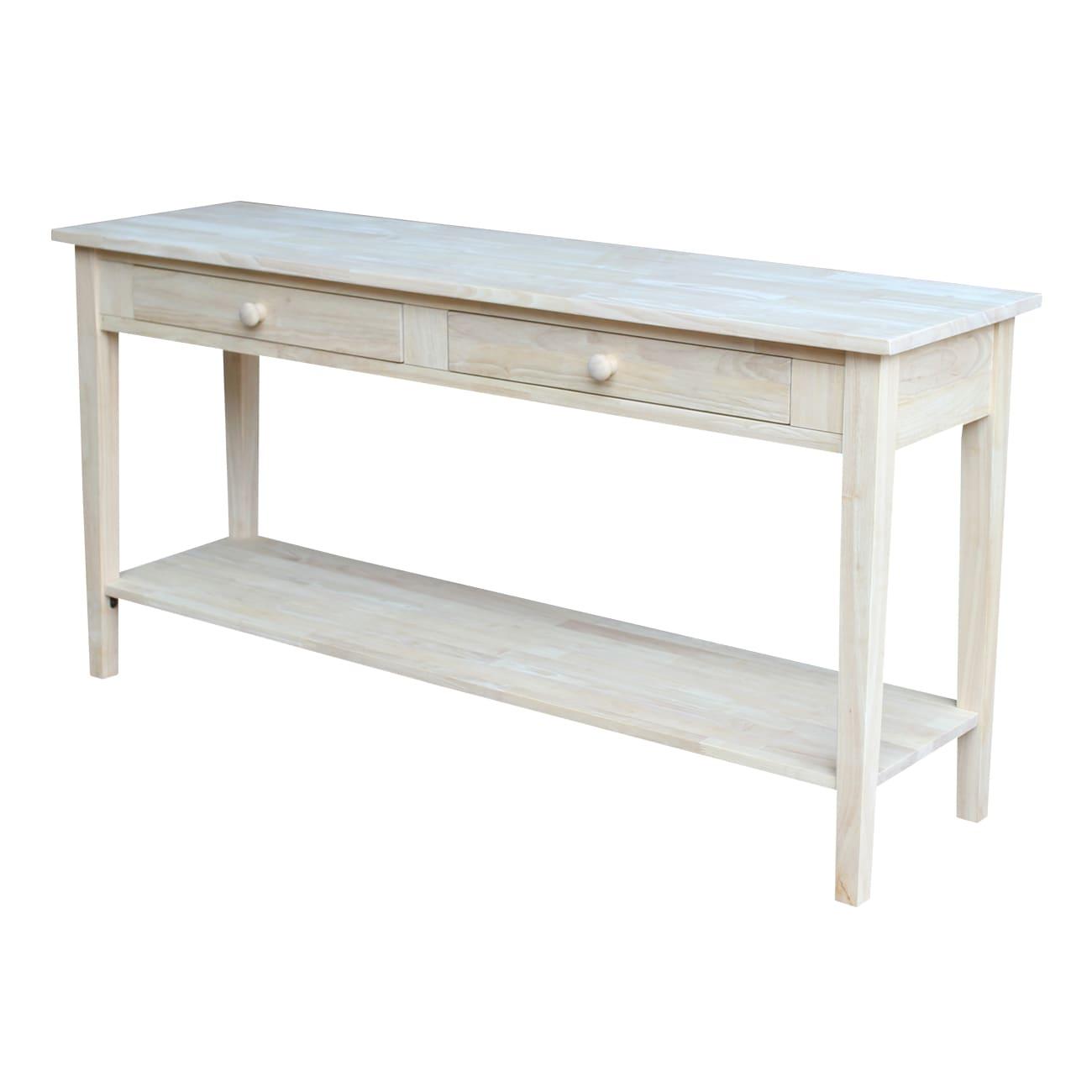 60" Spencer Extended Length Console Server Table Light Brown - International Concepts: Hardwood Foyer Storage