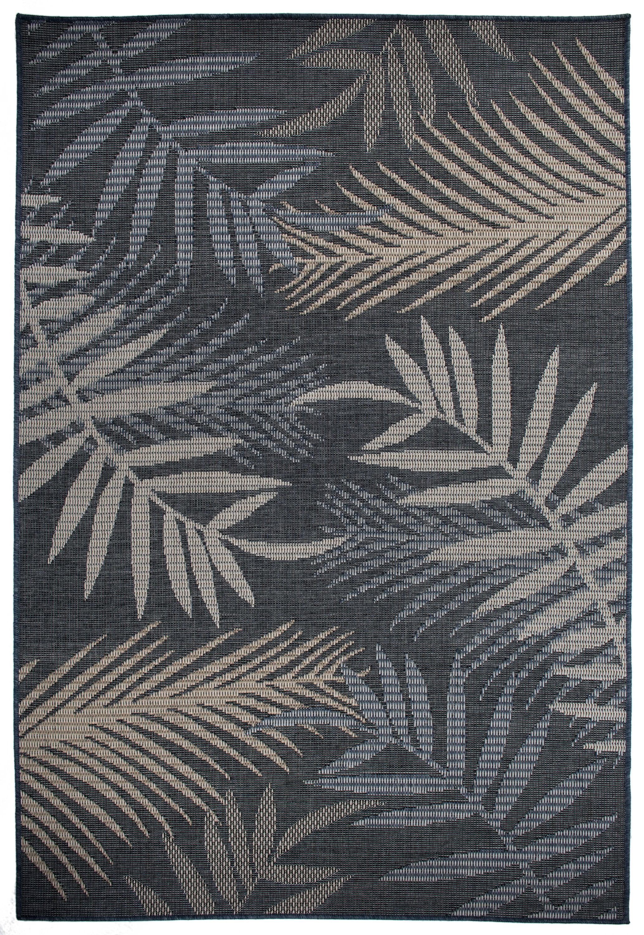 World Rug Gallery Bahama Palm Frond Indoor/Outdoor Area Rug - Blue 5' x 7'