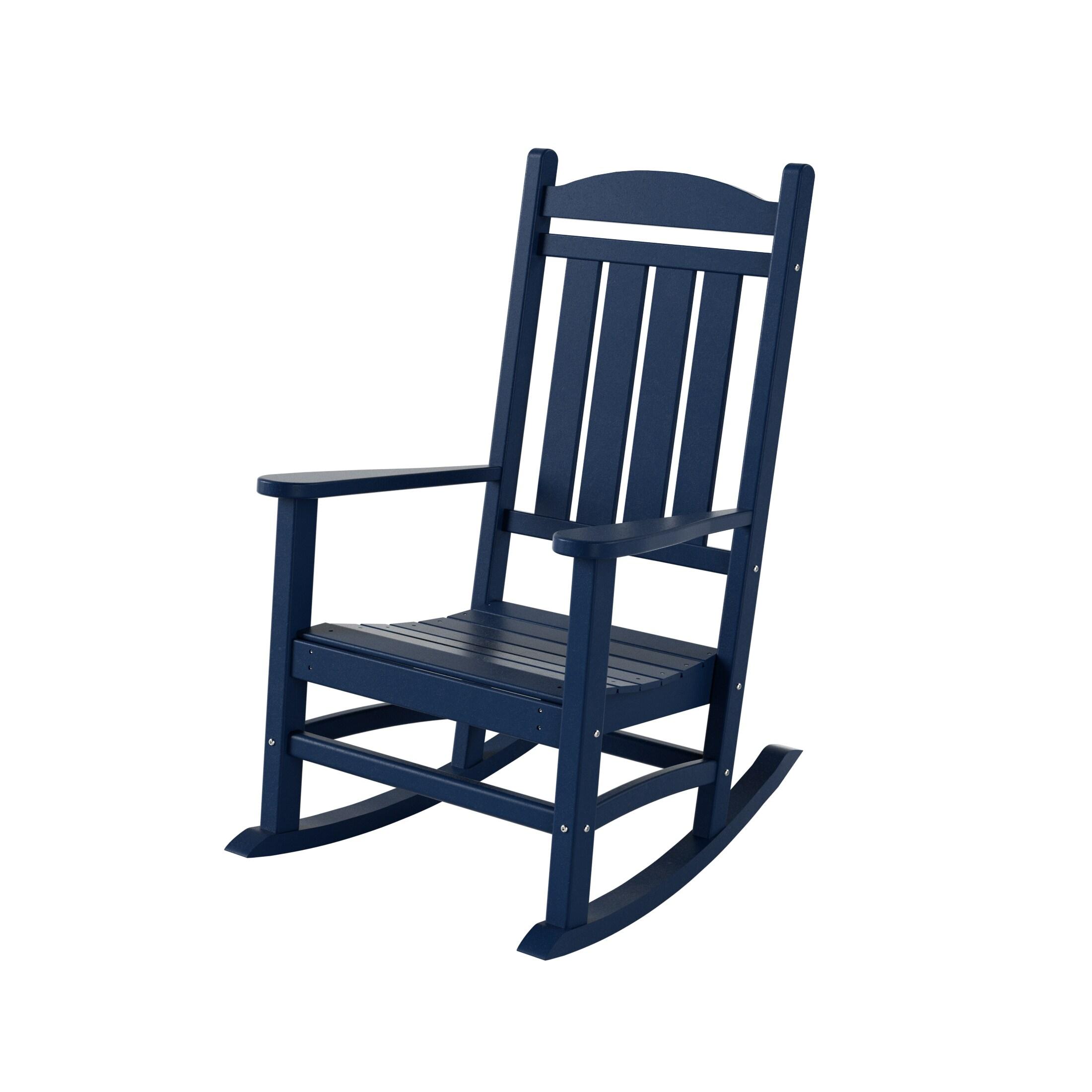 Polytrends  Laguna Traditional Poly Eco-Friendly Weather-Resistant Rocking Chair Navy Blue