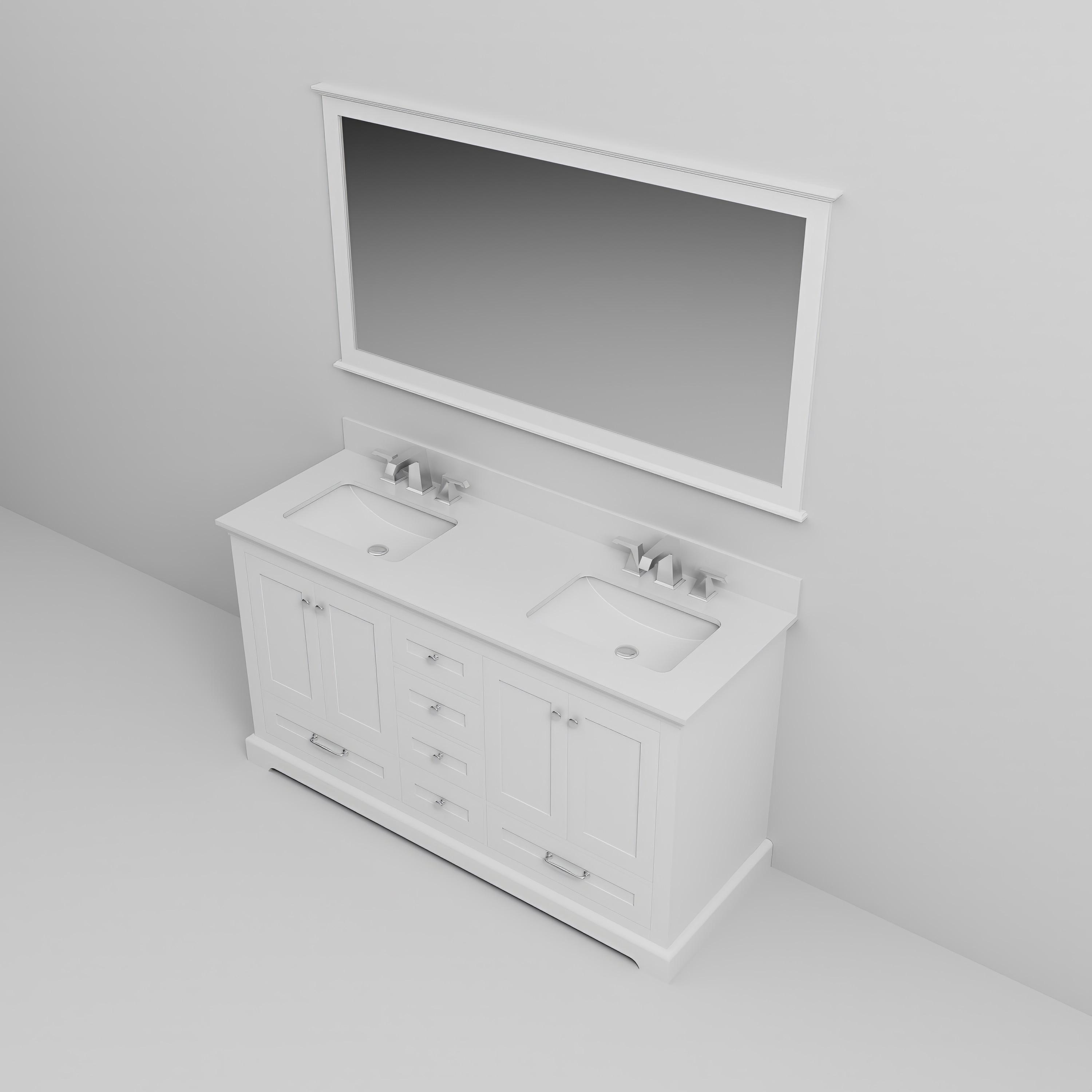 Lexora Home Dukes 60" Double Vanity with Mirror in White