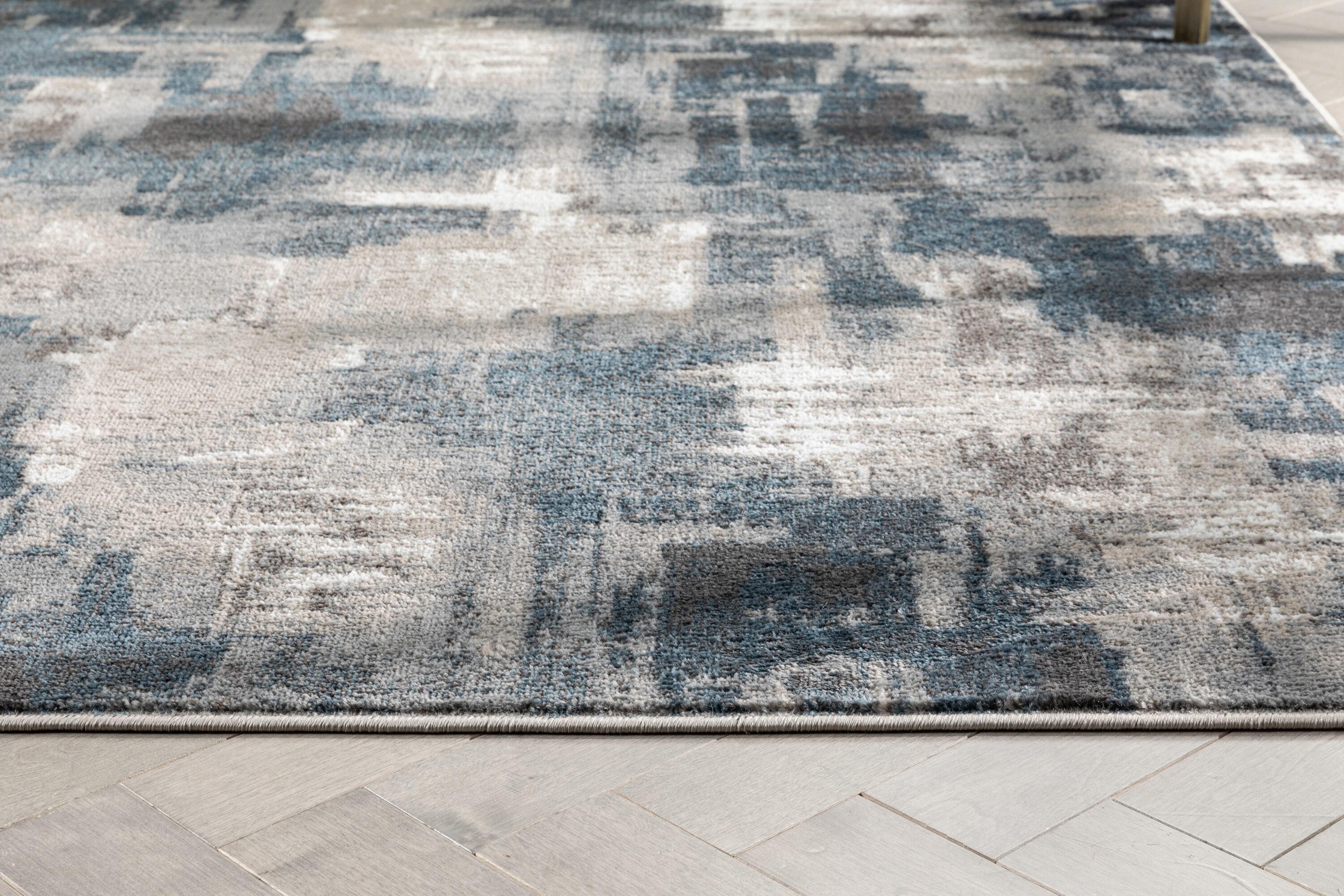 Verity Lilith Modern Abstract Grey Blue Rug