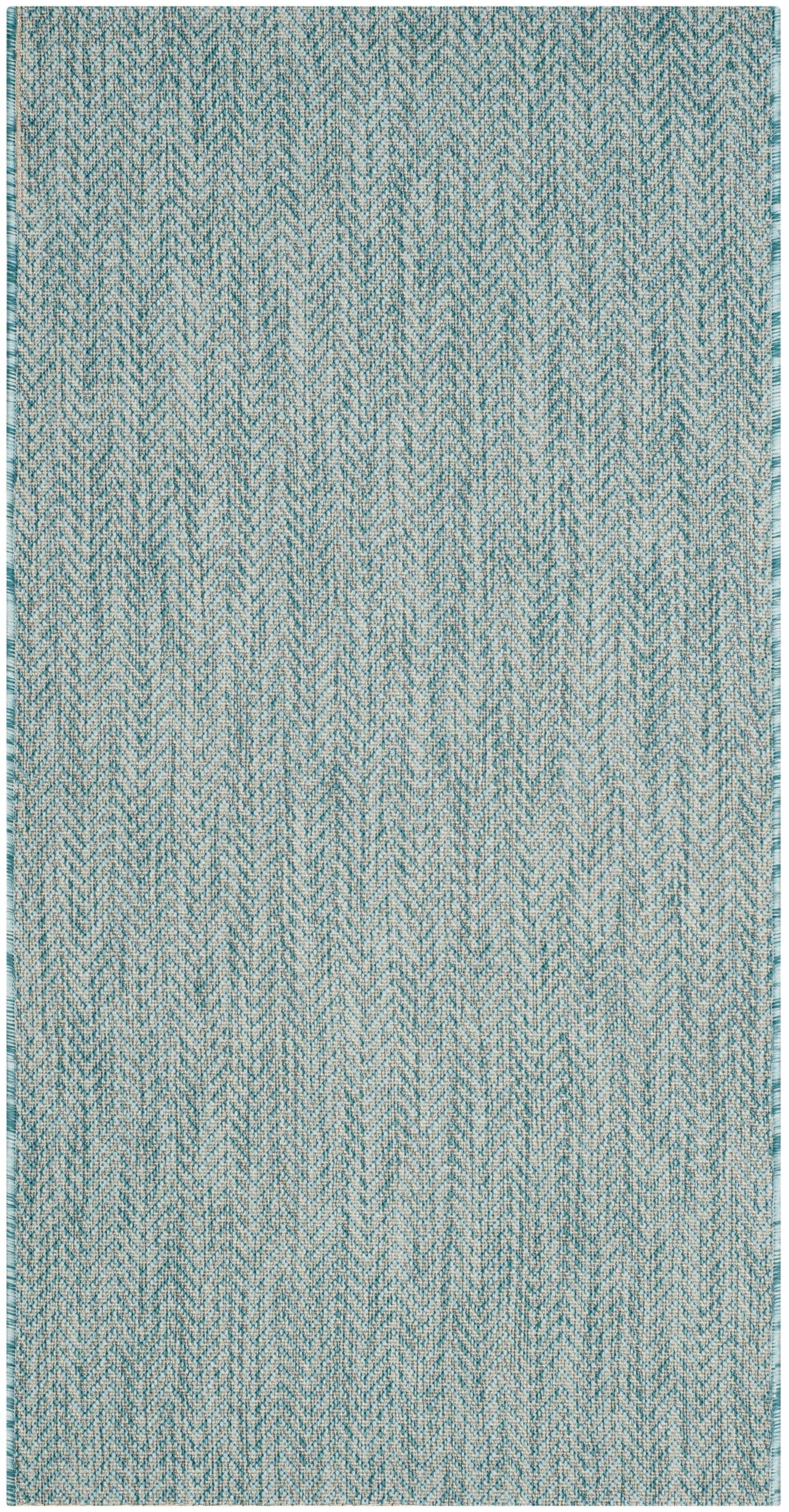 Courtyard CY8022 Power Loomed Indoor and Outdoor Accent Rug - Aqua/Grey - 2'7"x5' - Safavieh