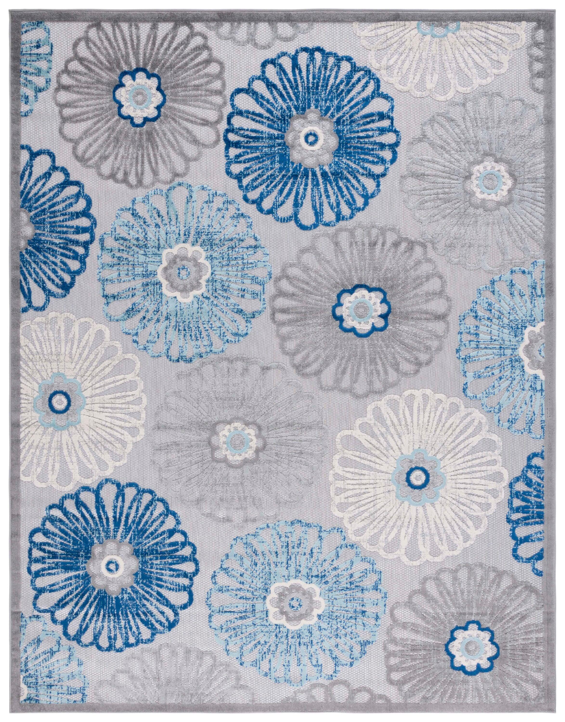 Cabana CBN801 Power Loomed Indoor/Outdoor Area Rug - Grey/Blue - 8'9"x11'9" - Safavieh