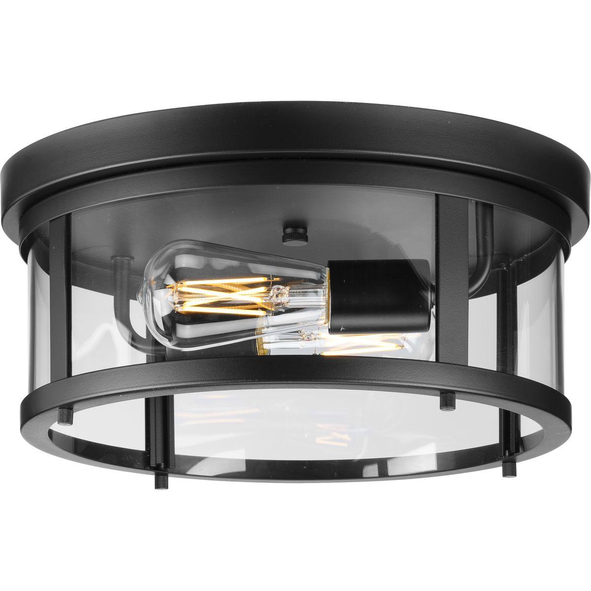 Progress Lighting Gunther Matte Black 2 - Bulb Outdoor Flush Mount Light