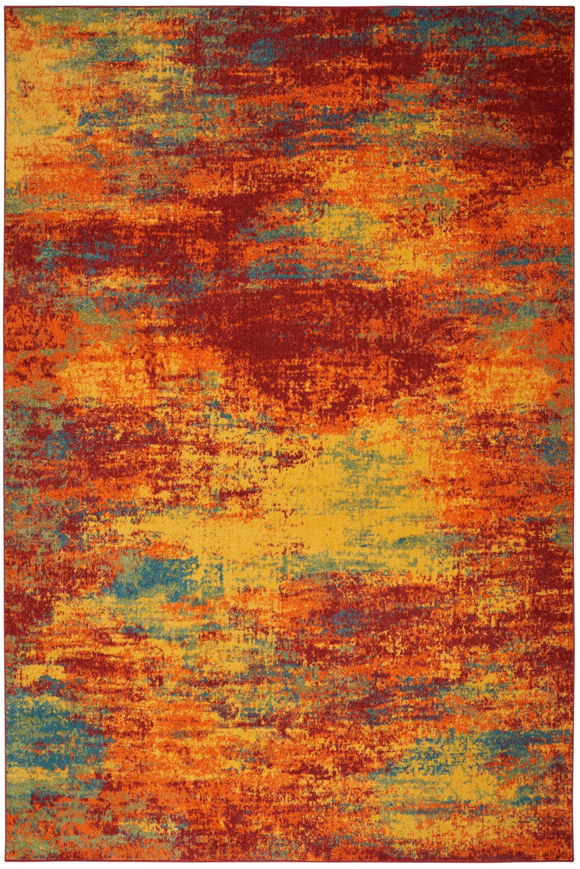Nourison Essentials Abstract Indoor Outdoor Rug Flame 4' x 6'