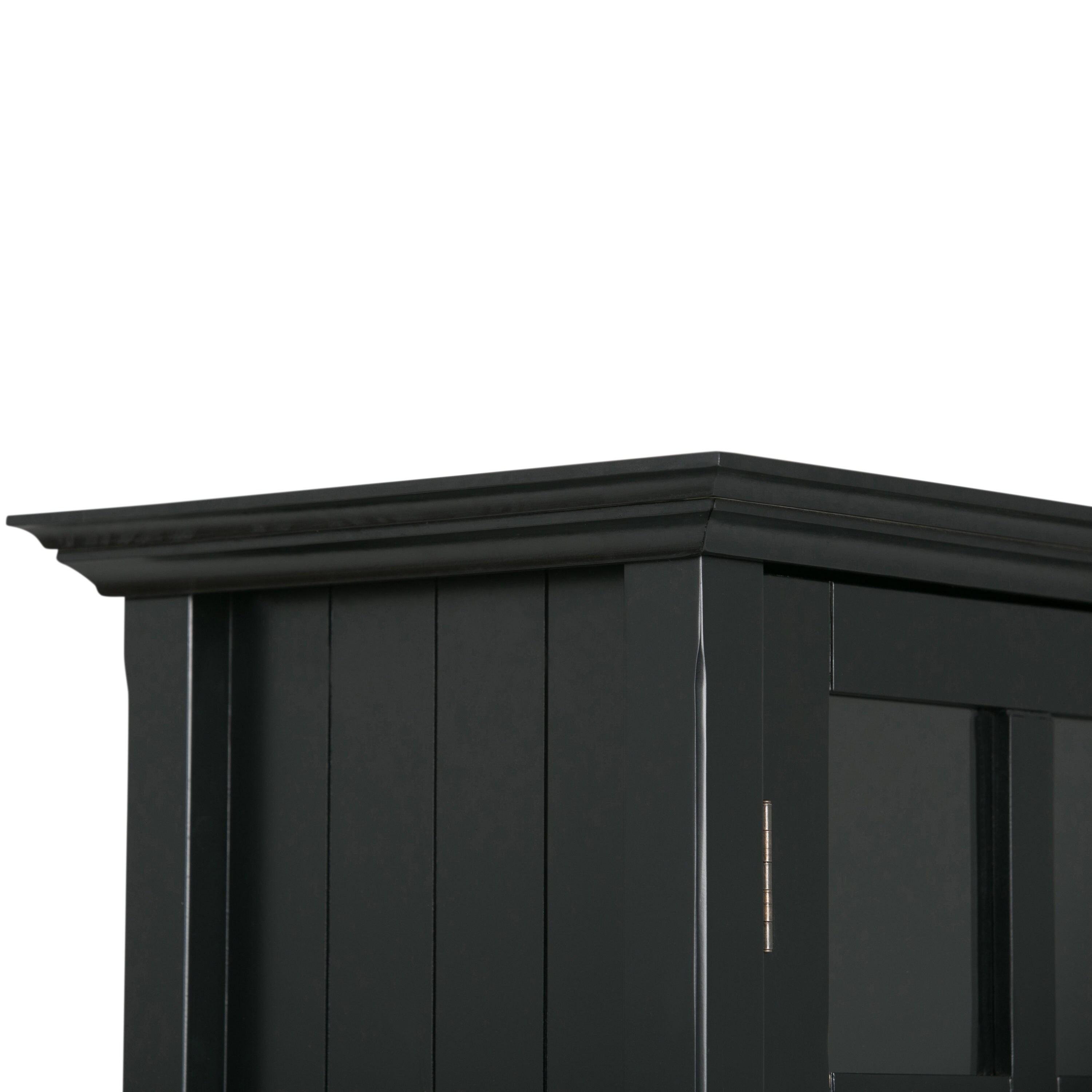 Simpli Home Acadian Solid Wood Shelf Storage Cabinet with Glass Doors and Adjustable Shelves
