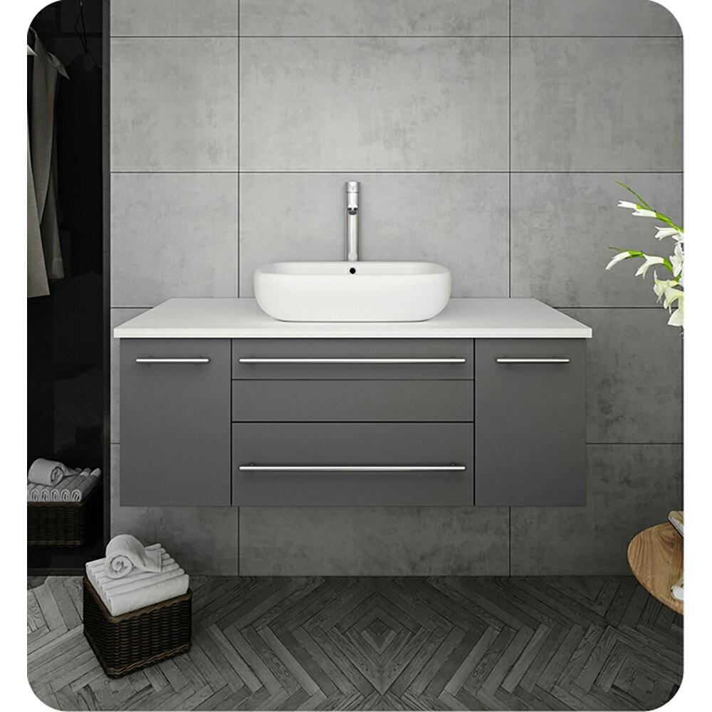 Fresca Lucera 42" Wall Mount Single Vessel Sink Bathroom Vanity Base Only (Top & Sink Not Included)