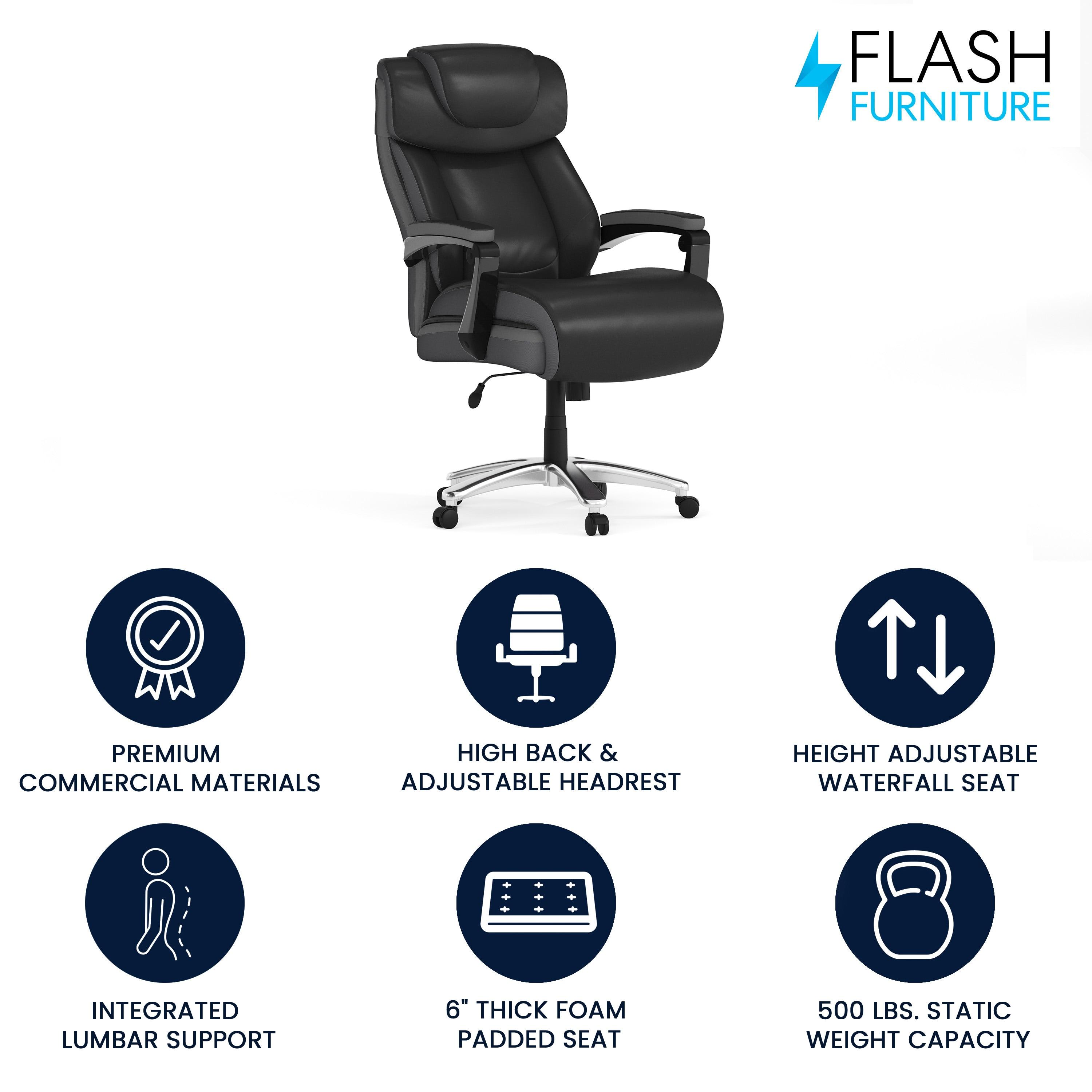 Flash Furniture Esmeralda Big & Tall LeatherSoft Ergonomic Office Chair with Headrest and Armrests by Flash Furniture