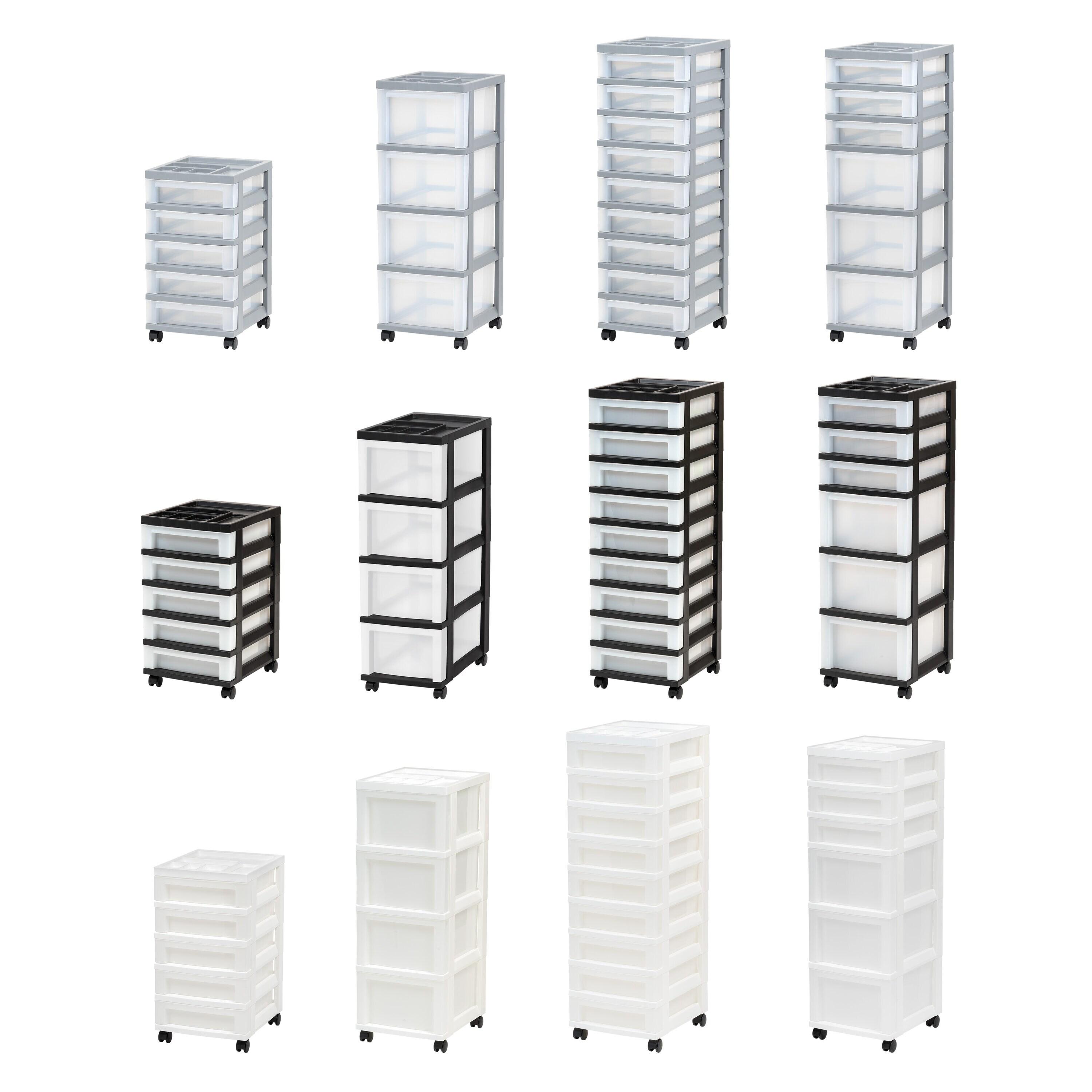 IRIS USA 6-Drawer Plastic Storage Cart with Organizer Top and Wheels, Clear/White