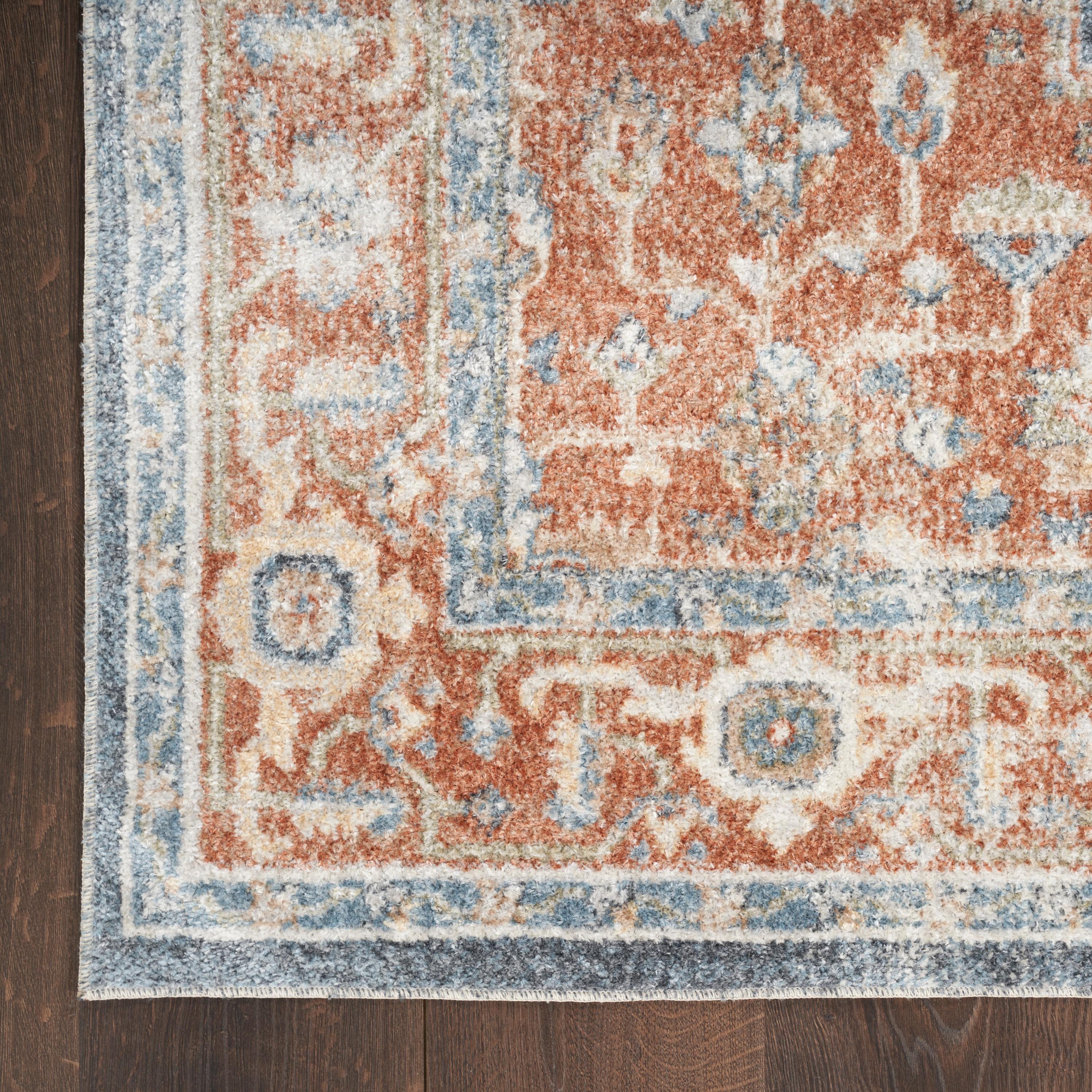 Nourison Astra Machine Washable Vintage Persian Indoor Rug Denim Multi 5'3" x 7'