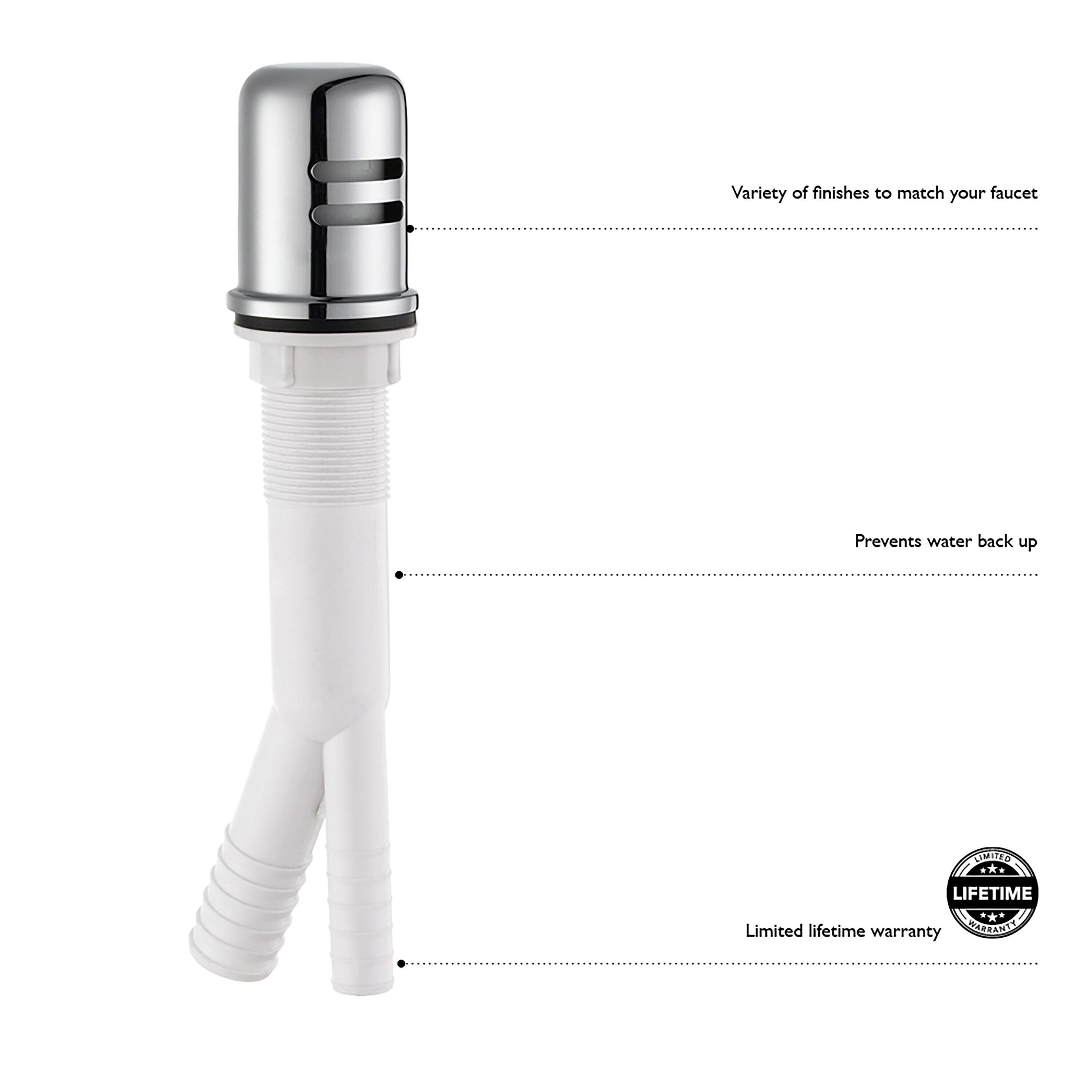Design House 522946 Dish Washer Air Gap with Cover, Prevent Drain Water Back Up, Polished Chrome