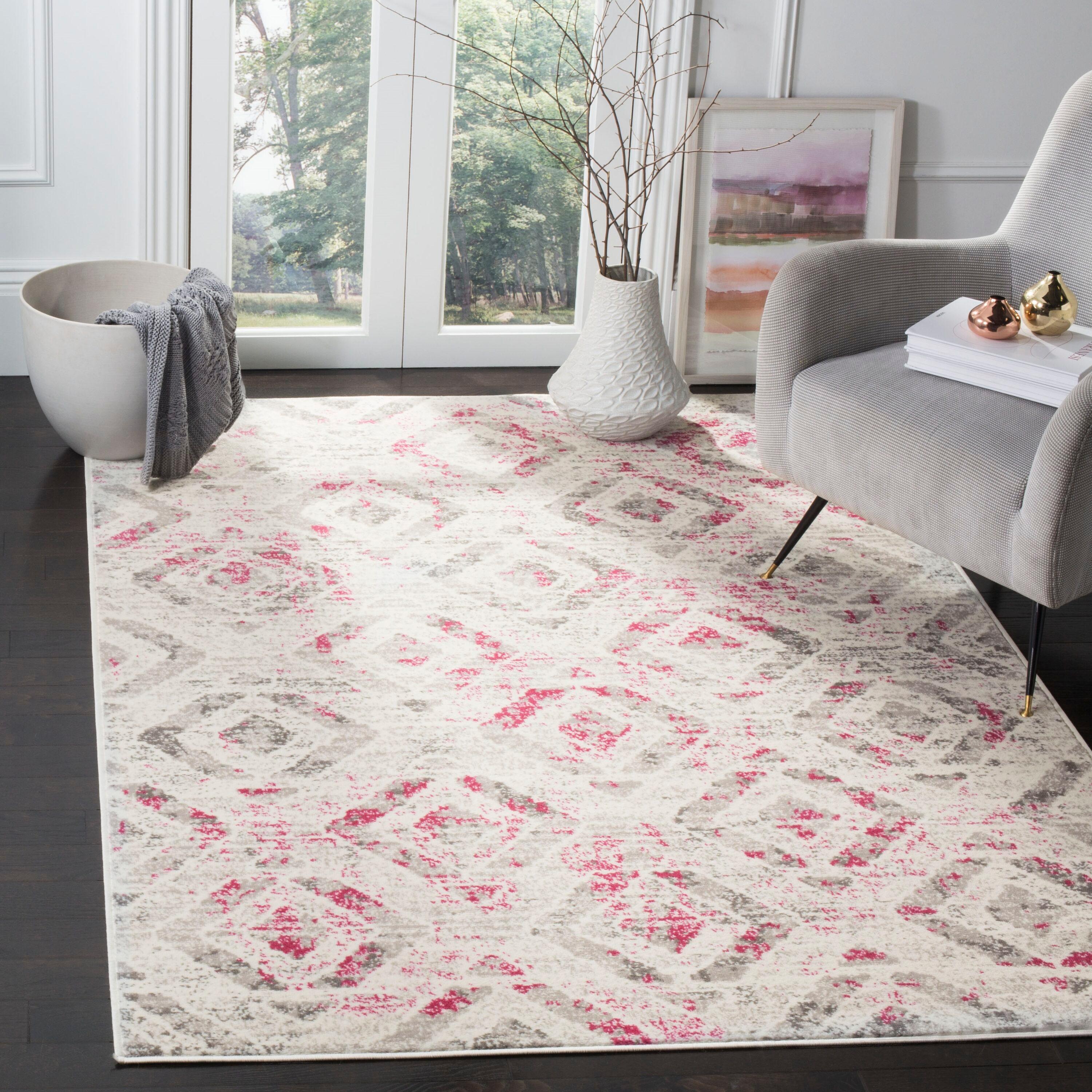 Skyler SKY190 Power Loomed Indoor Area Rug - Ivory/Pink - 5'1"x7'6" - Safavieh.