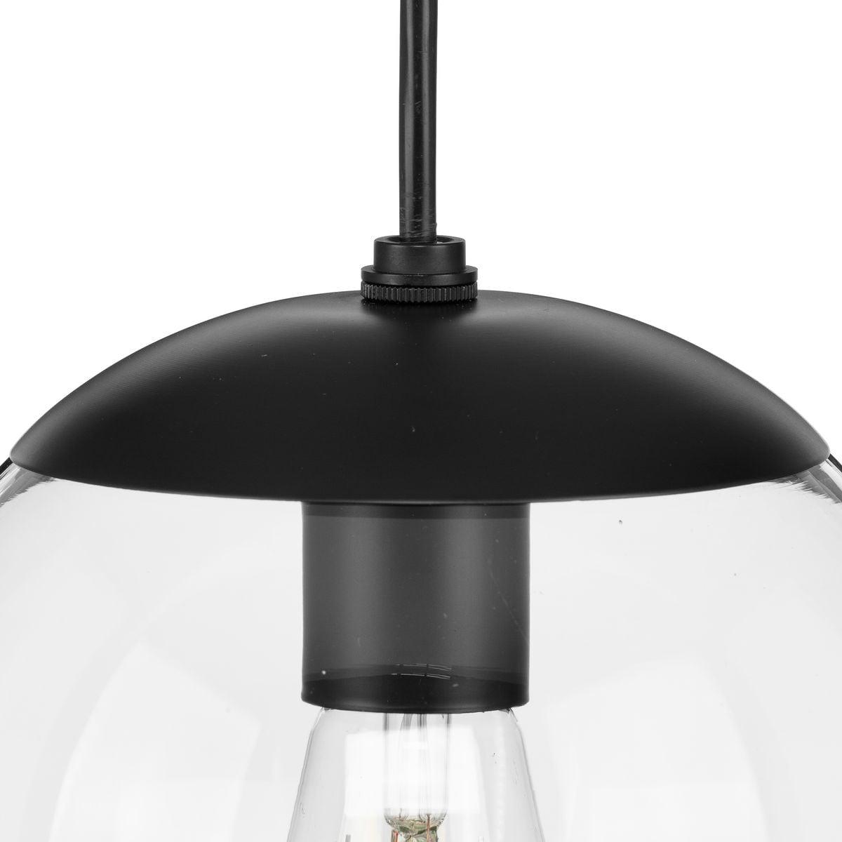 Progress Lighting, Atwell Collection, 1-Light, Pendant Light, Matte Black, Glass Globe Shade