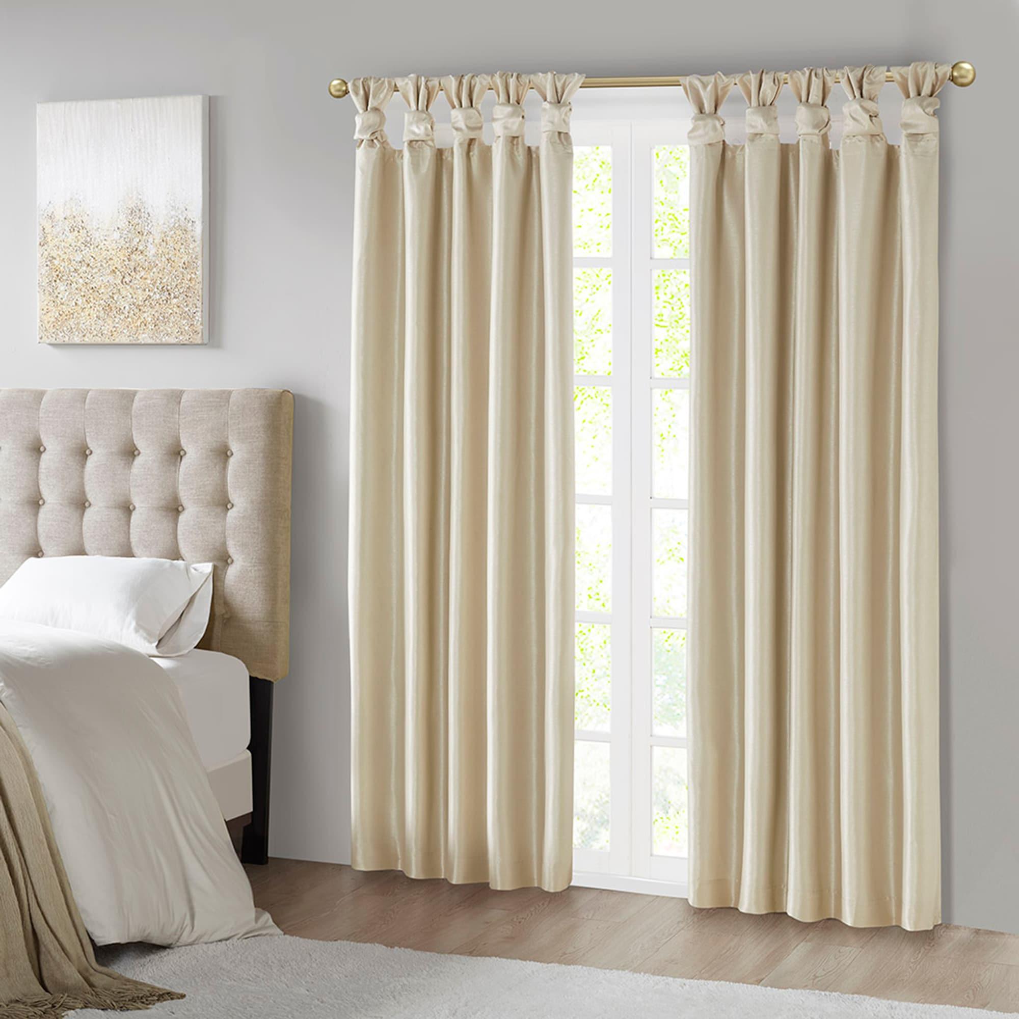 Emilia Faux Silk Twist Tab Total Blackout Window Curtain Panel