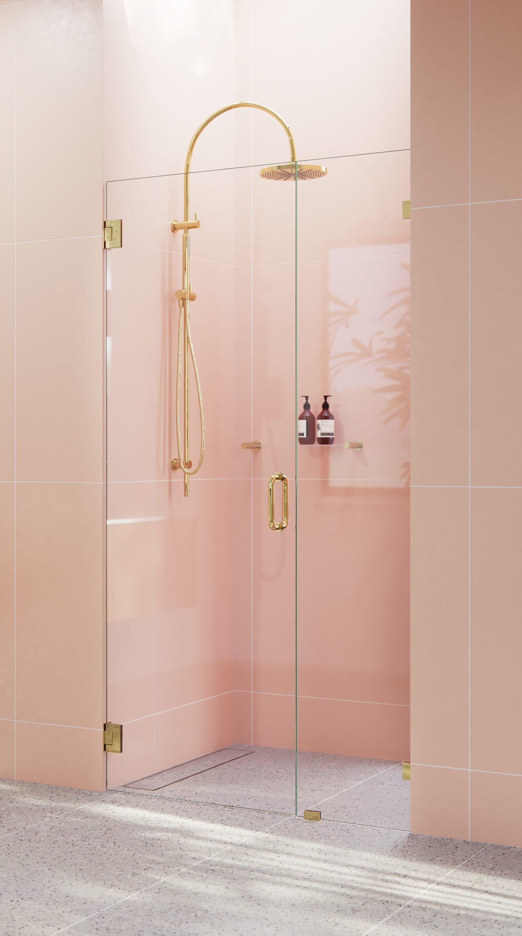 Illume 44 in. x 78 in. Fully Frameless Wall Hinge Shower Door