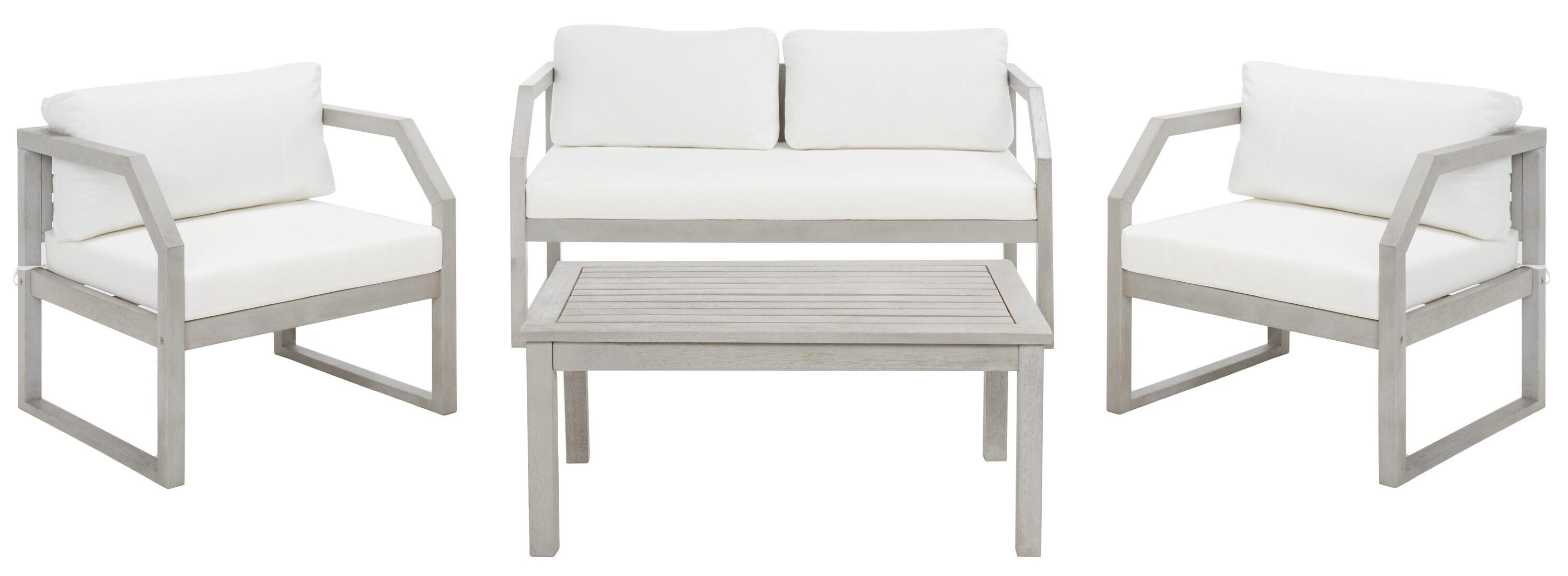 Dren 4 Piece Living Set - Indoor/Outdoor - PAT7067 - Grey/Beige - Safavieh
