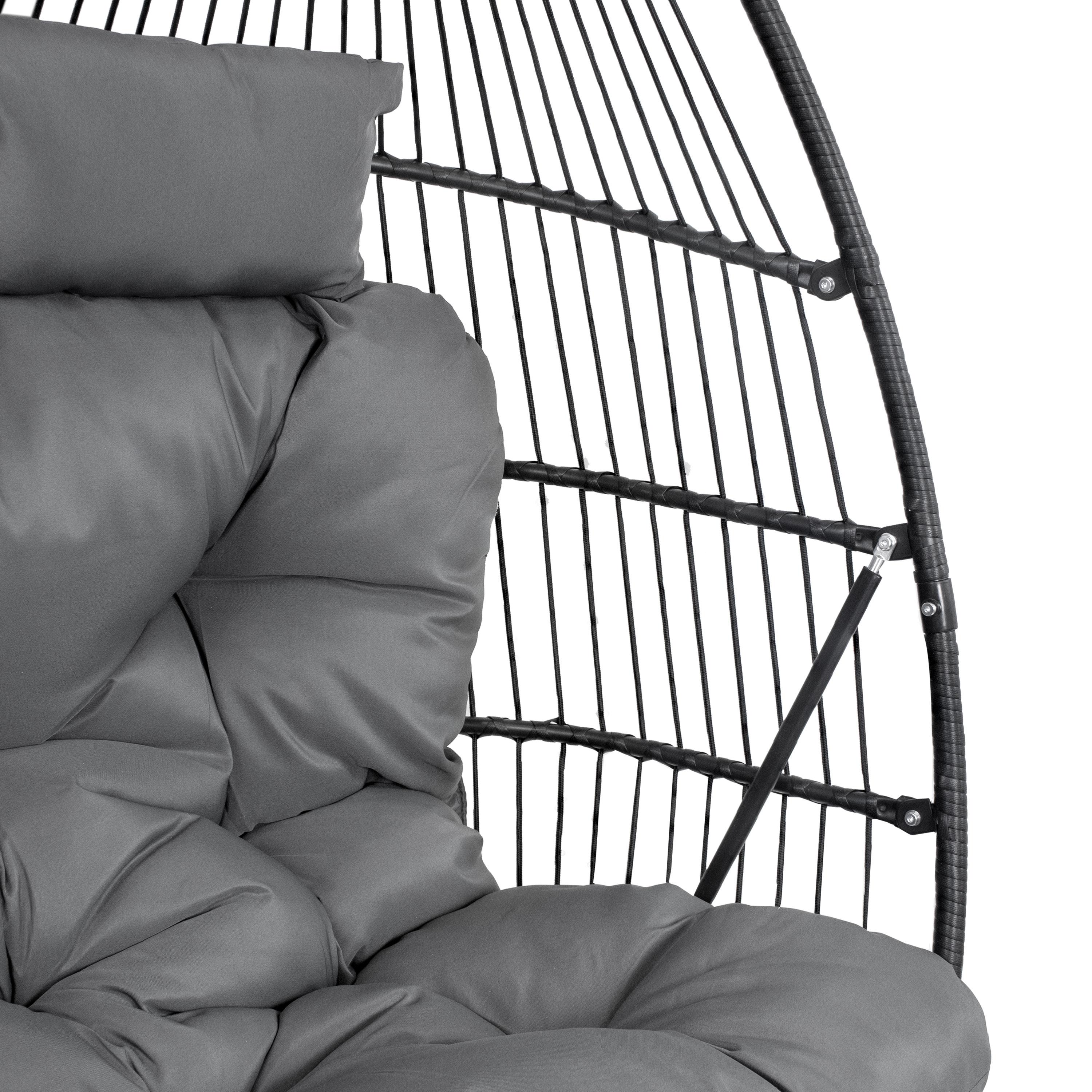 Sunnydaze Outdoor Andrei Hanging Double Egg Chair with Cushion and Headrests - Dark Gray