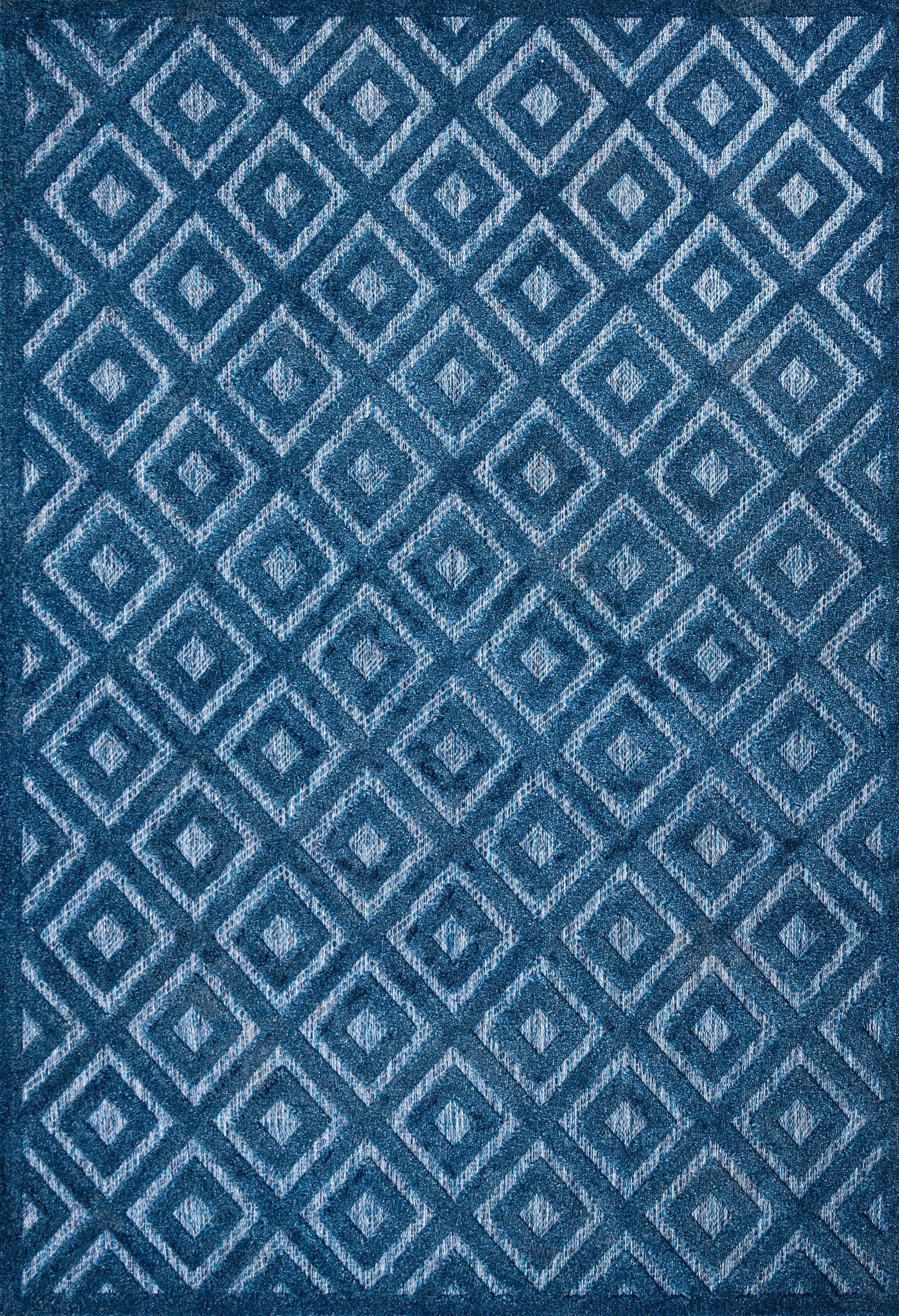 5'x8' Portmany Neutral Diamond Trellis Indoor/Outdoor Area Rug, Navy - JONATHAN Y