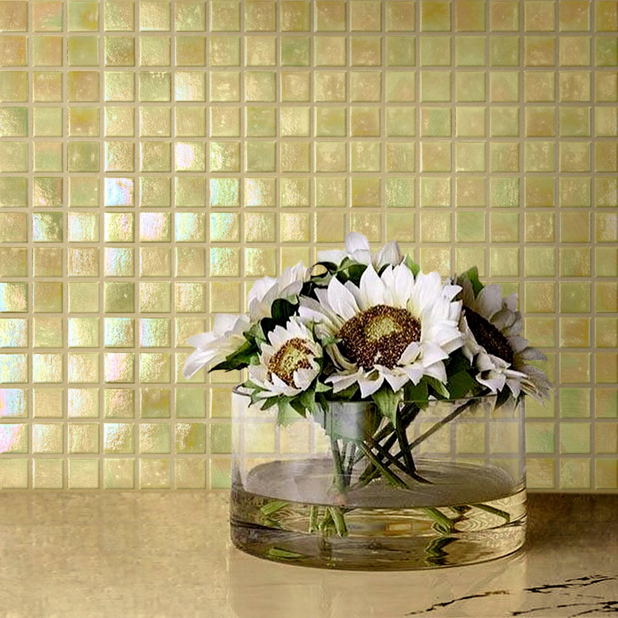 Apollo 12" x 12" Glossy Beige Glass Mosaic Wall and Floor Tile