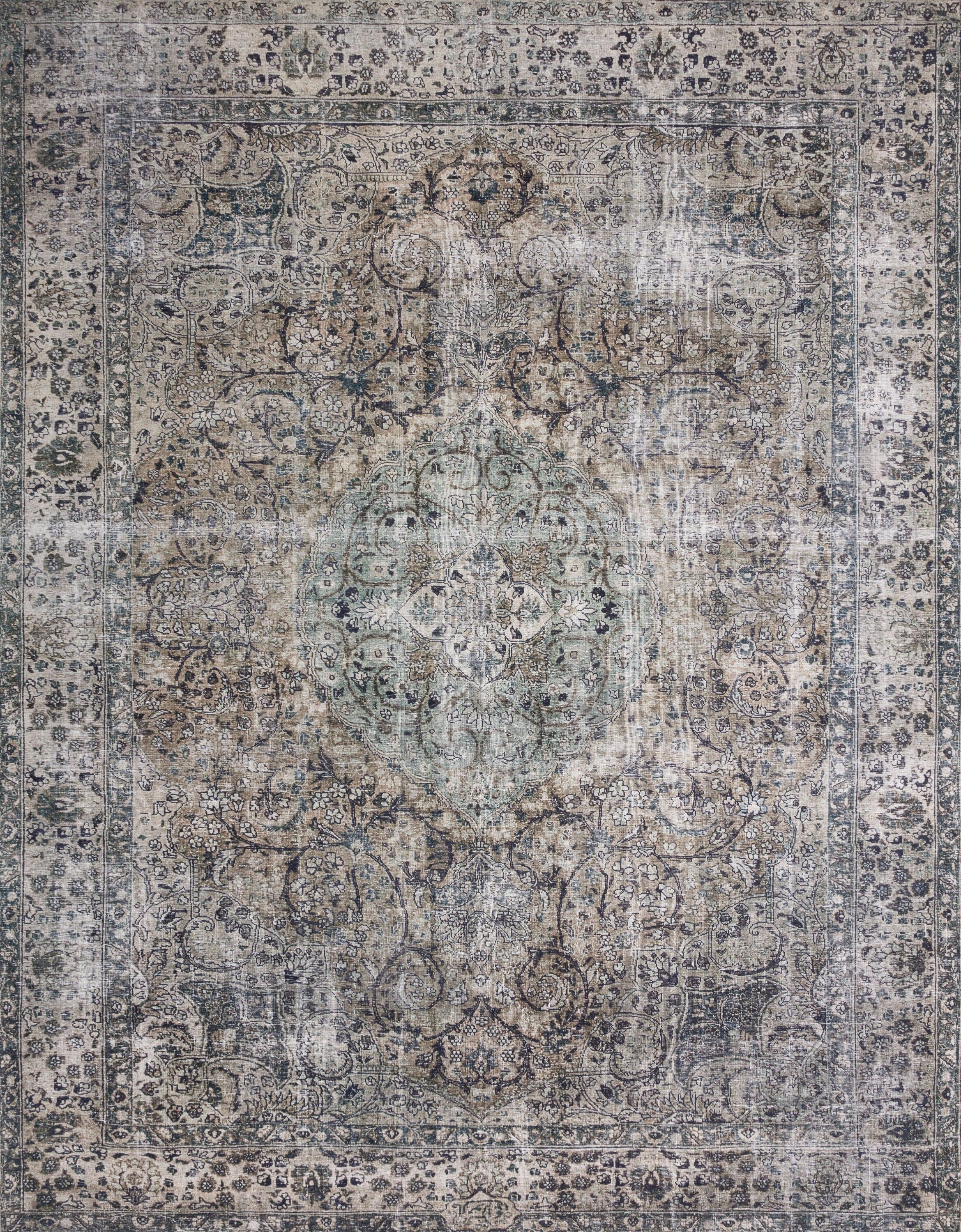 Loloi II Layla Printed Oriental Distressed Taupe / Stone Area Rug