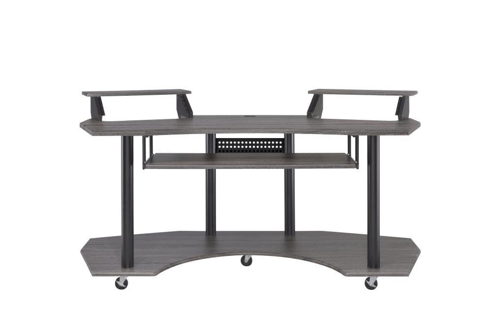 Acme Furniture Eleazar 2 Stands Computer Desk Black Oak: Metal Frame, Veneer Surface, Hutch Storage, 71"W x 40"D