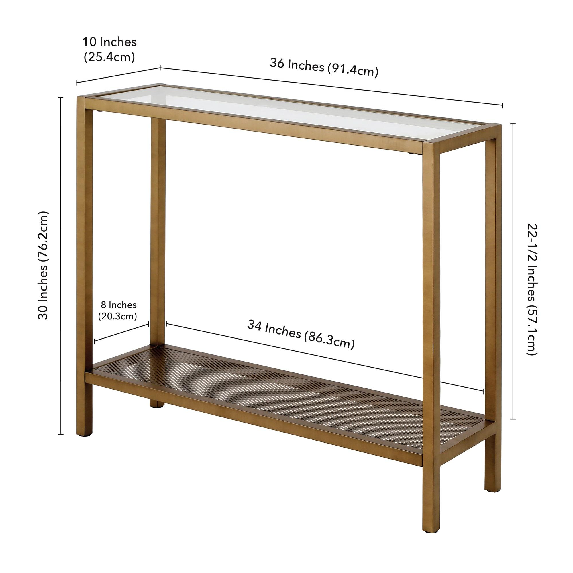 Evelyn&Zoe Rigan 36" Wide Rectangular Console Table, Brass