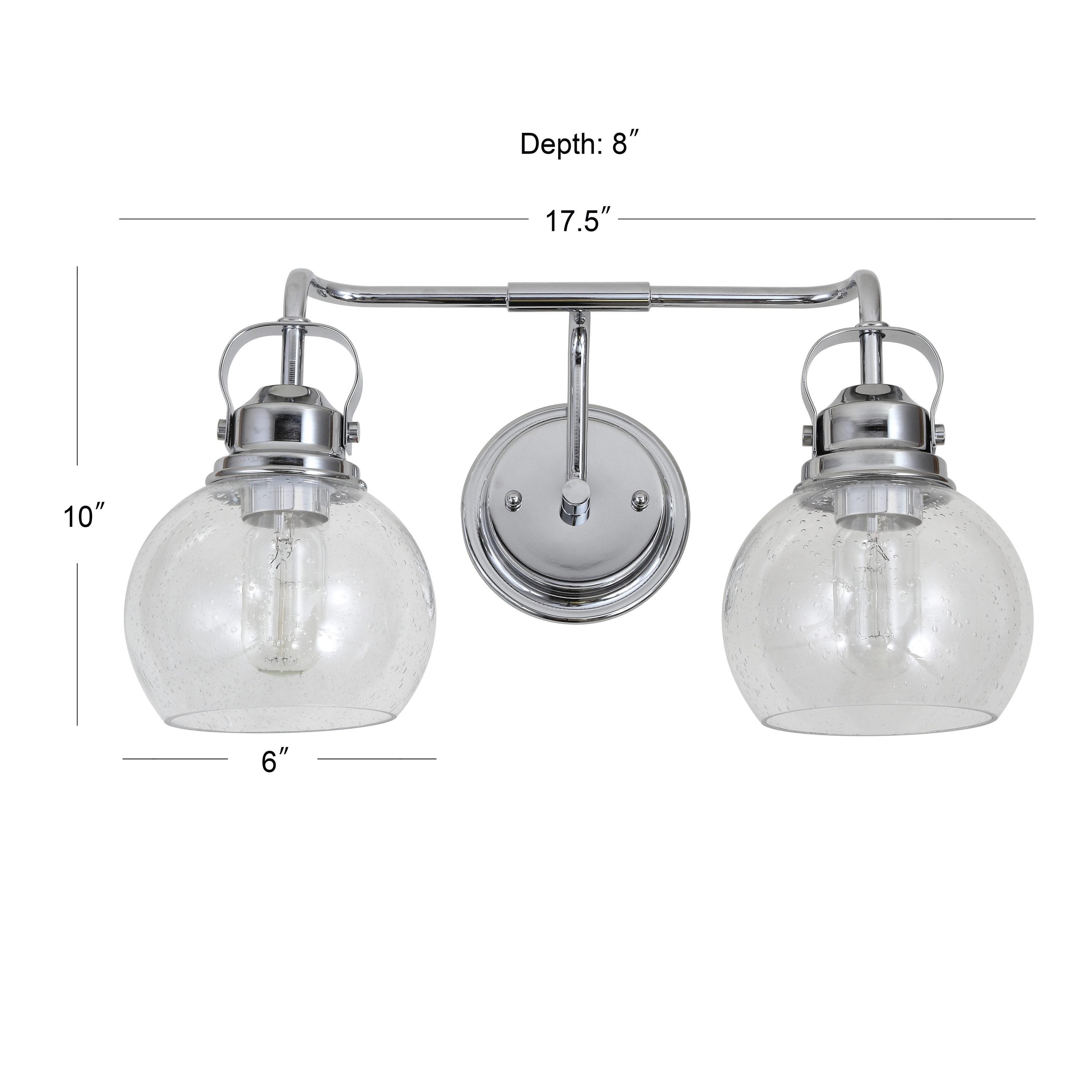 17.25" Metal/Glass Vanity Wall Light, ETL Listed, Bright Bathroom Fixture - JONATHAN Y