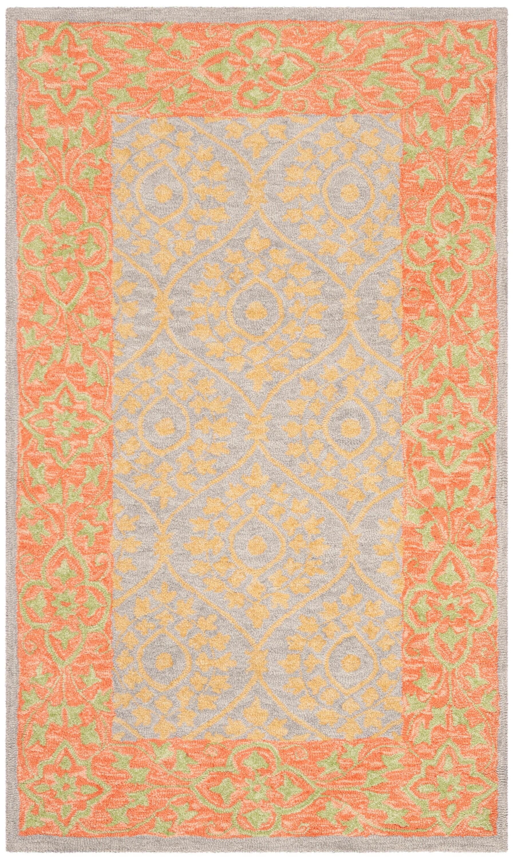 Suzani SZN105 Hand Hooked Area Rug - Orange/Silver - 3'x5' - Safavieh.