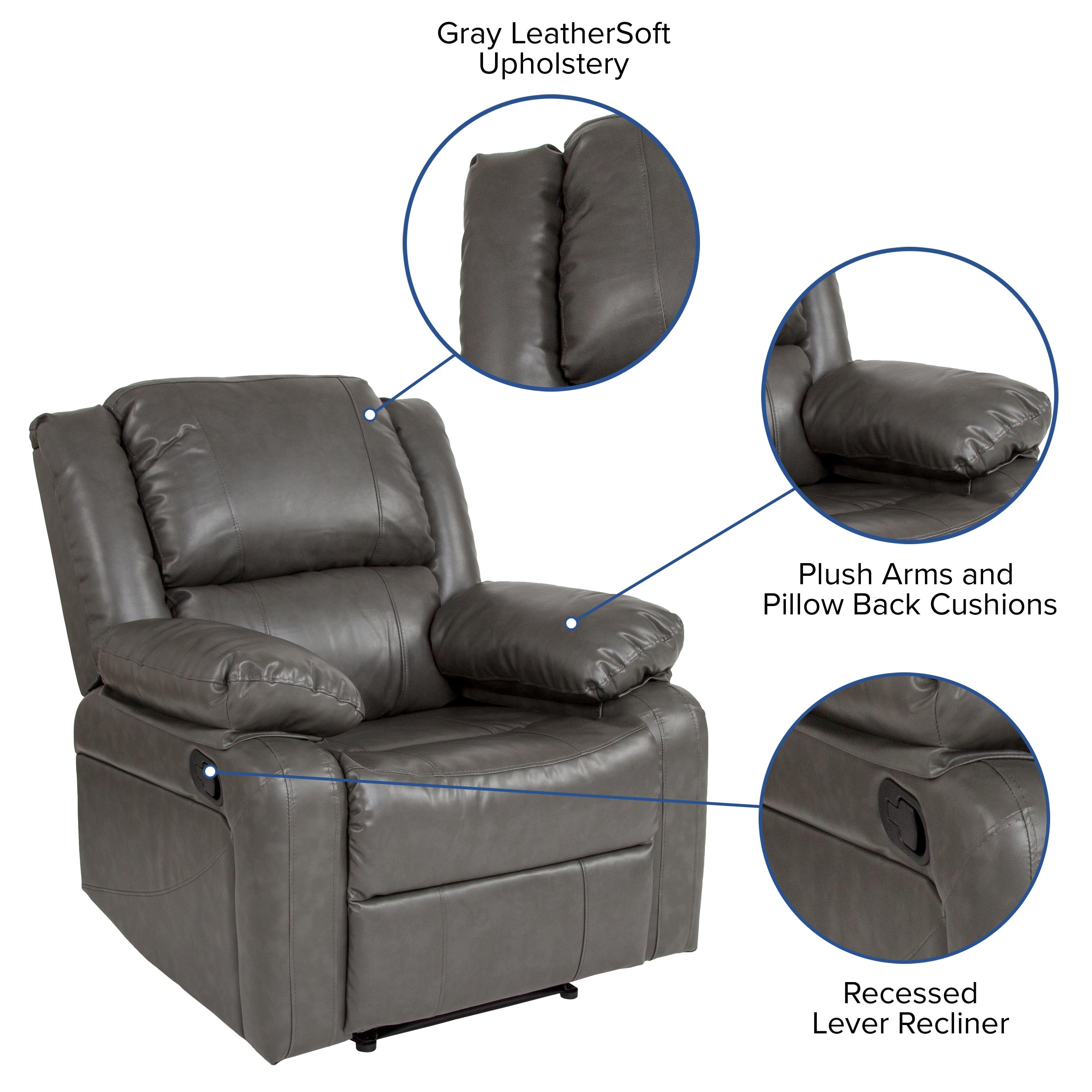 Flash Furniture Harmony Series Gray LeatherSoft Recliner