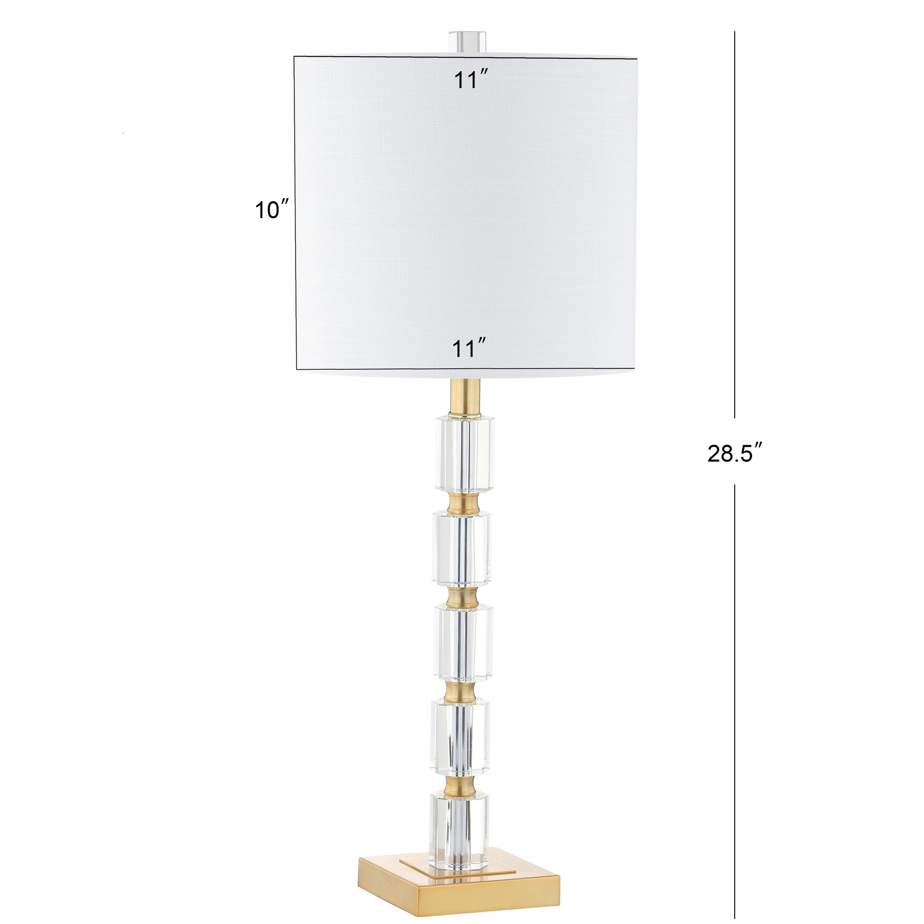 JONATHAN Y JYL5001A-SET2 Claire 28.5" Crystal LED Table Lamp, Clear/Brass (Set of 2)