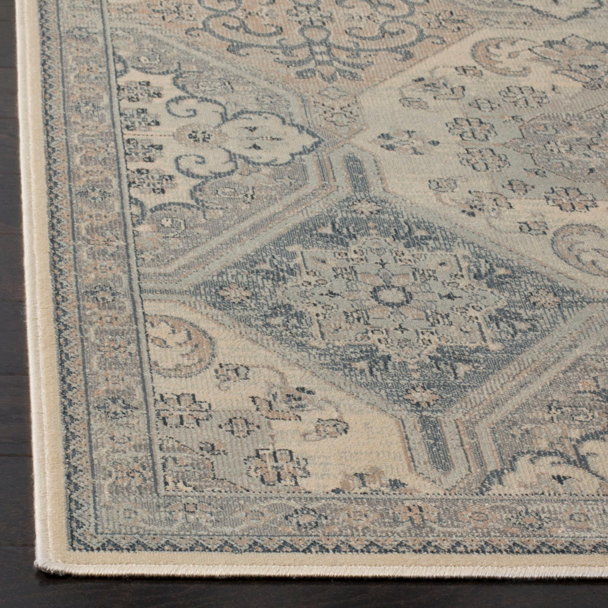 Vintage VTG128 Power Loomed Indoor Skid-Resistant Area Rug - Cream/Blue - 4'x5'7" - Safavieh