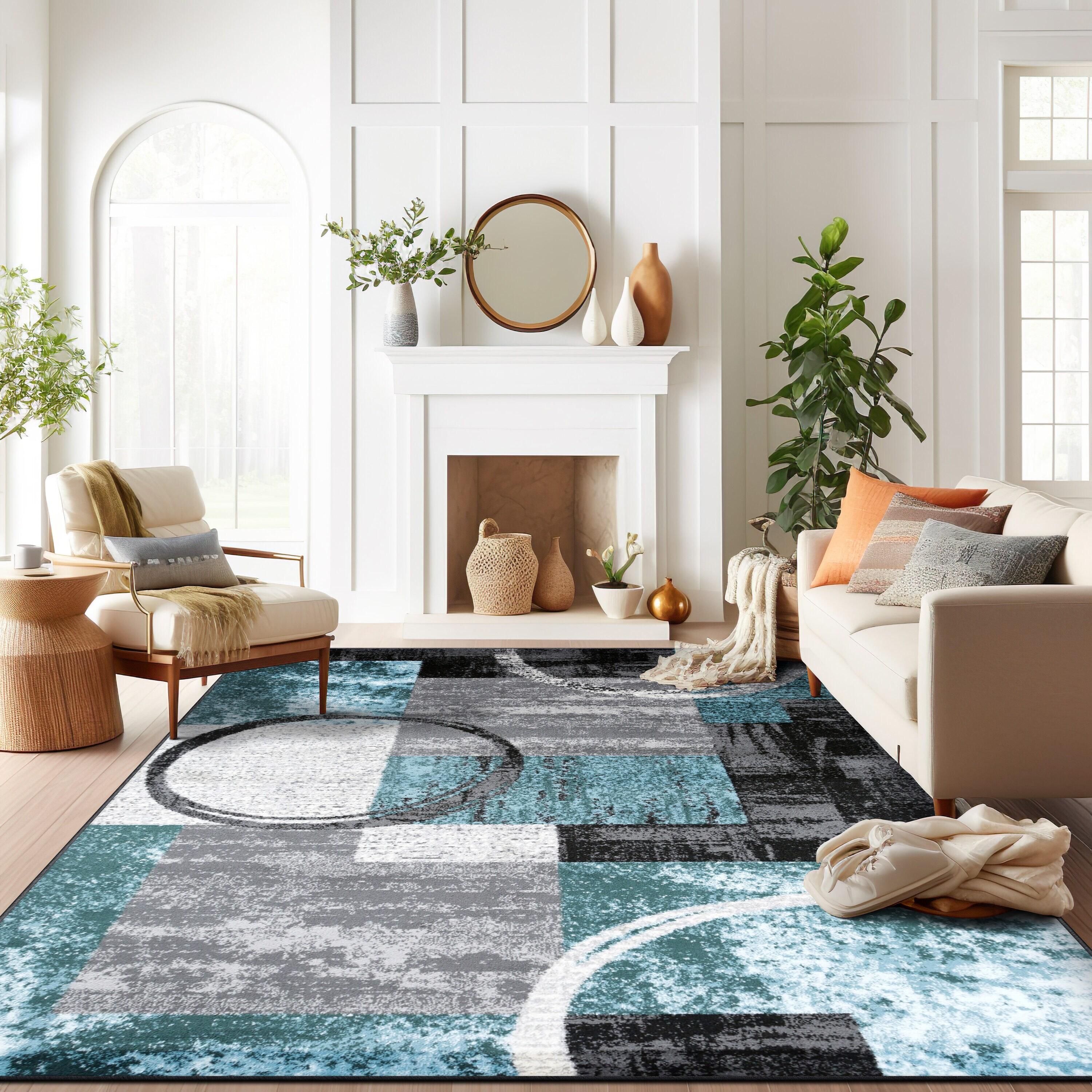 World Rug Gallery Abstract Circle Gray 8'8"x12' Area Rug