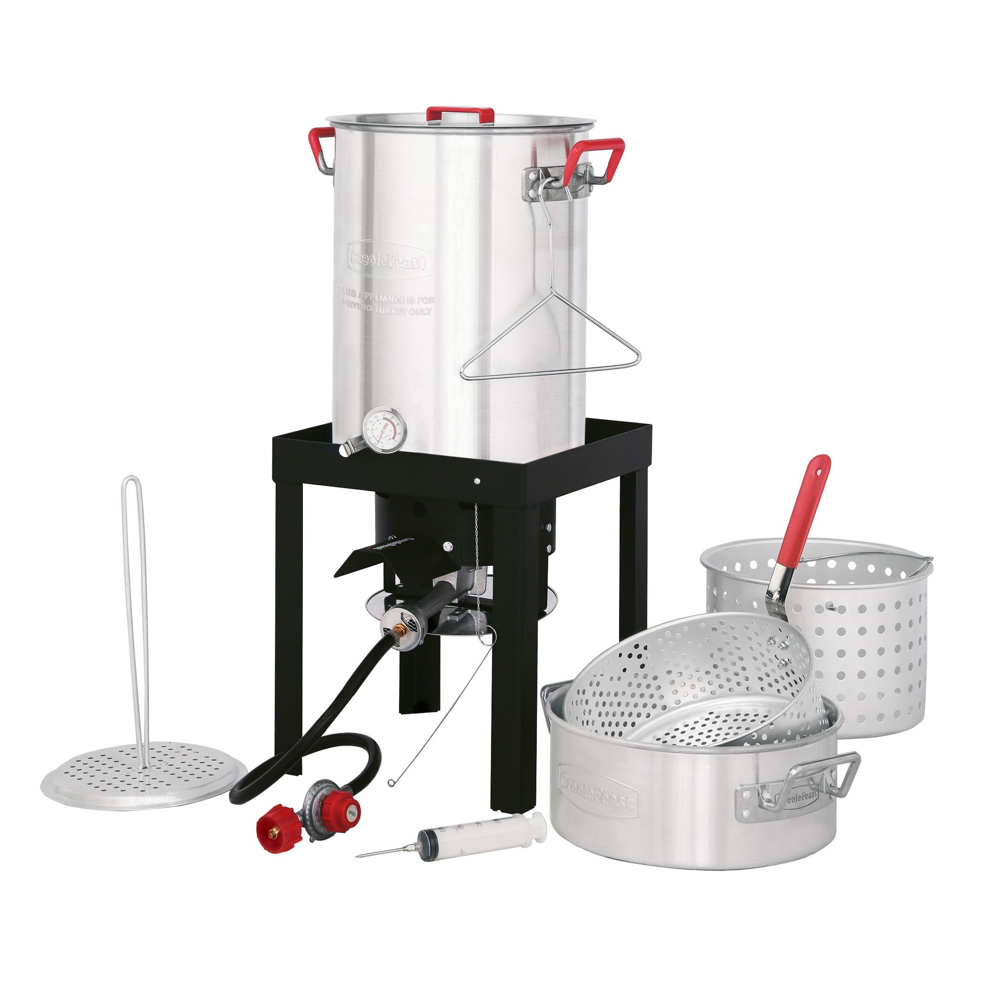 Creole Feast Creole Feast Premium Aluminum 30 Qt. Turkey Fryer And 10 Qt. Fish Fryer Boiler Steamer Set