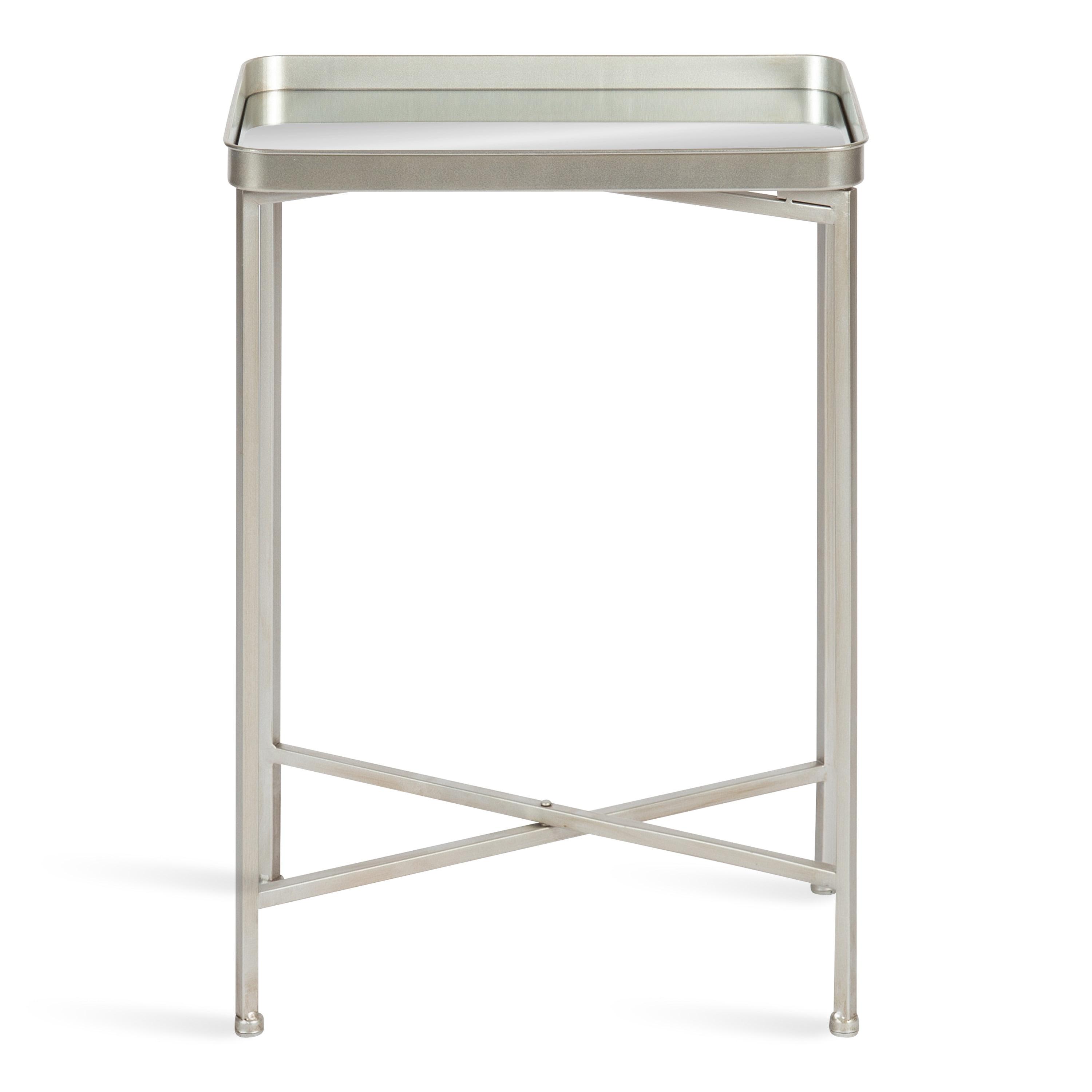 Kate and Laurel Celia Rectangle Metal Side Table, 18x12x26, Silver