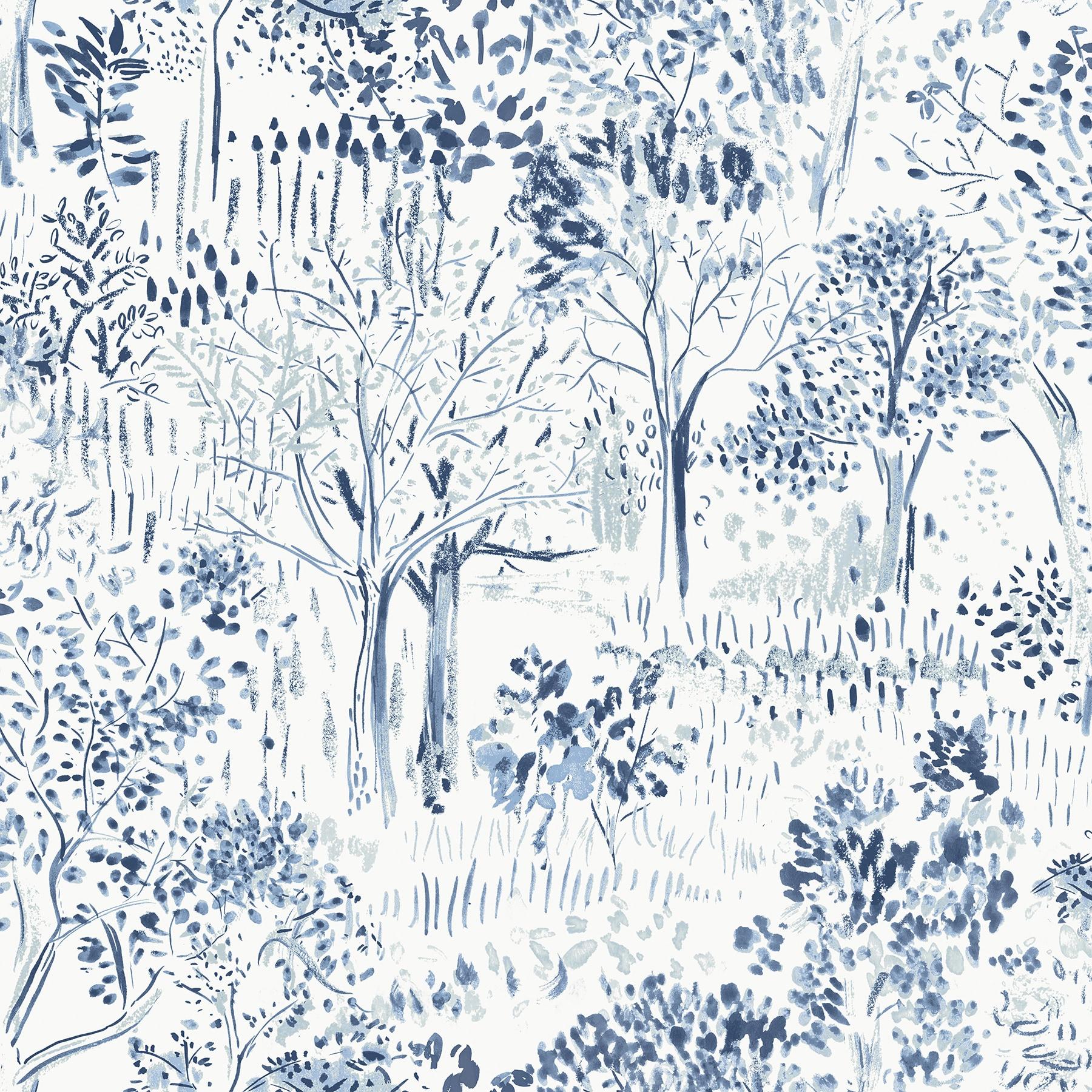 Chesapeake Walden Navy Forest Wallpaper, 20.5-in by 33-ft, 56.38 sq. ft.