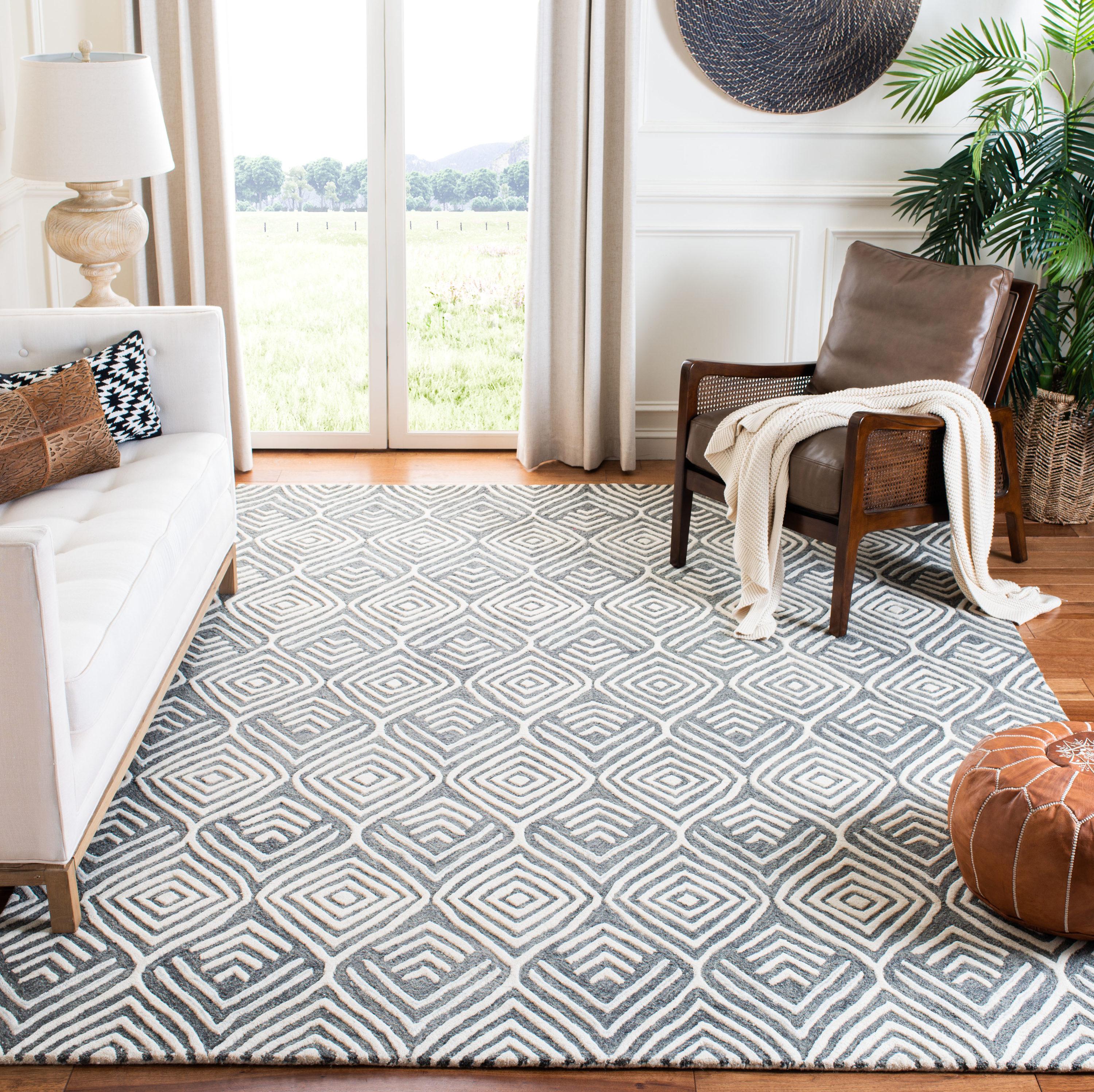 Blossom BLM936 Hand Tufted Area Rug - Ivory/Grey - 6'x6' - Safavieh.