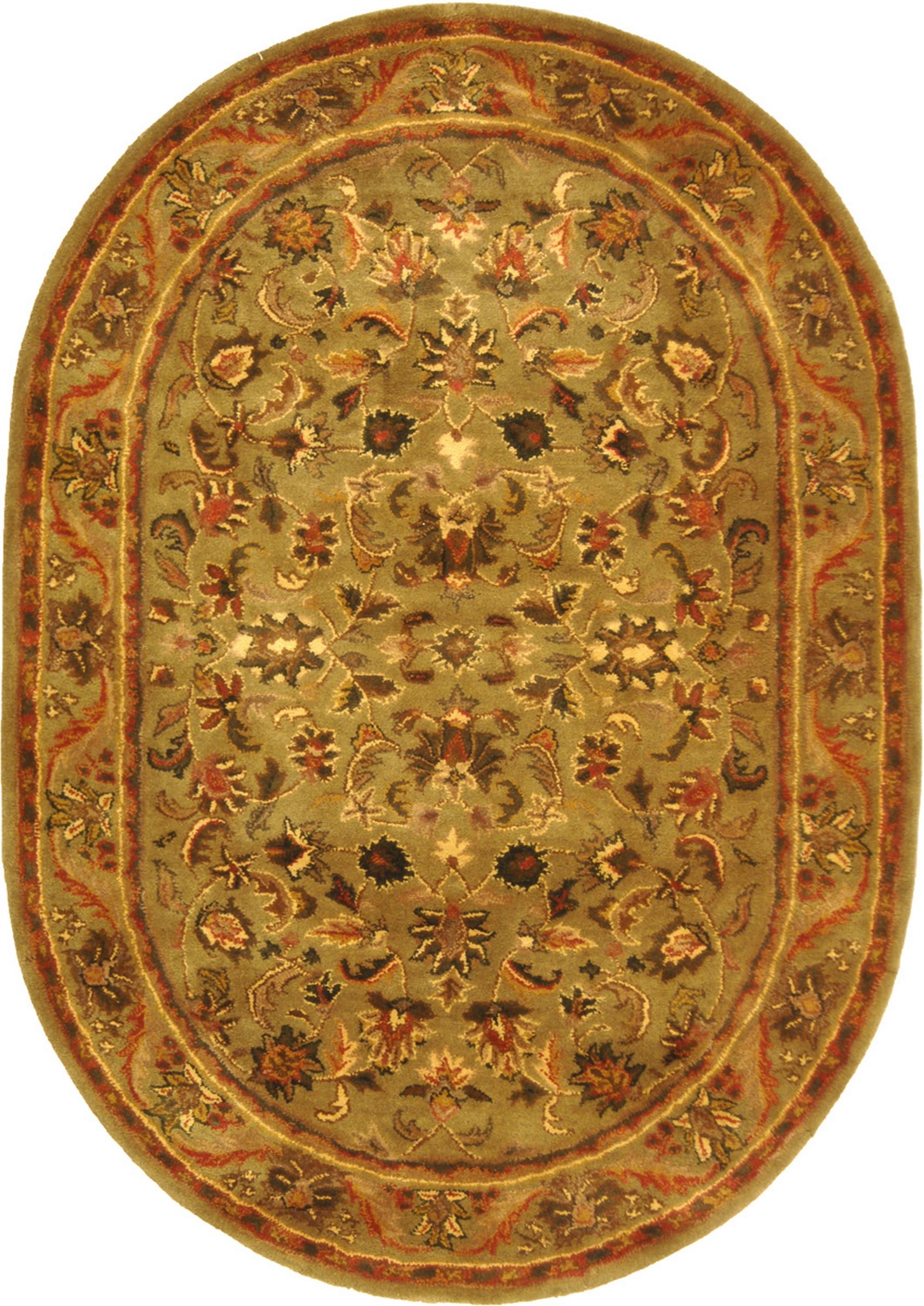 Antiquity AT52 Hand Tufted Indoor Area Rug - Olive/Gold - 4'6"x6'6" Oval - Safavieh