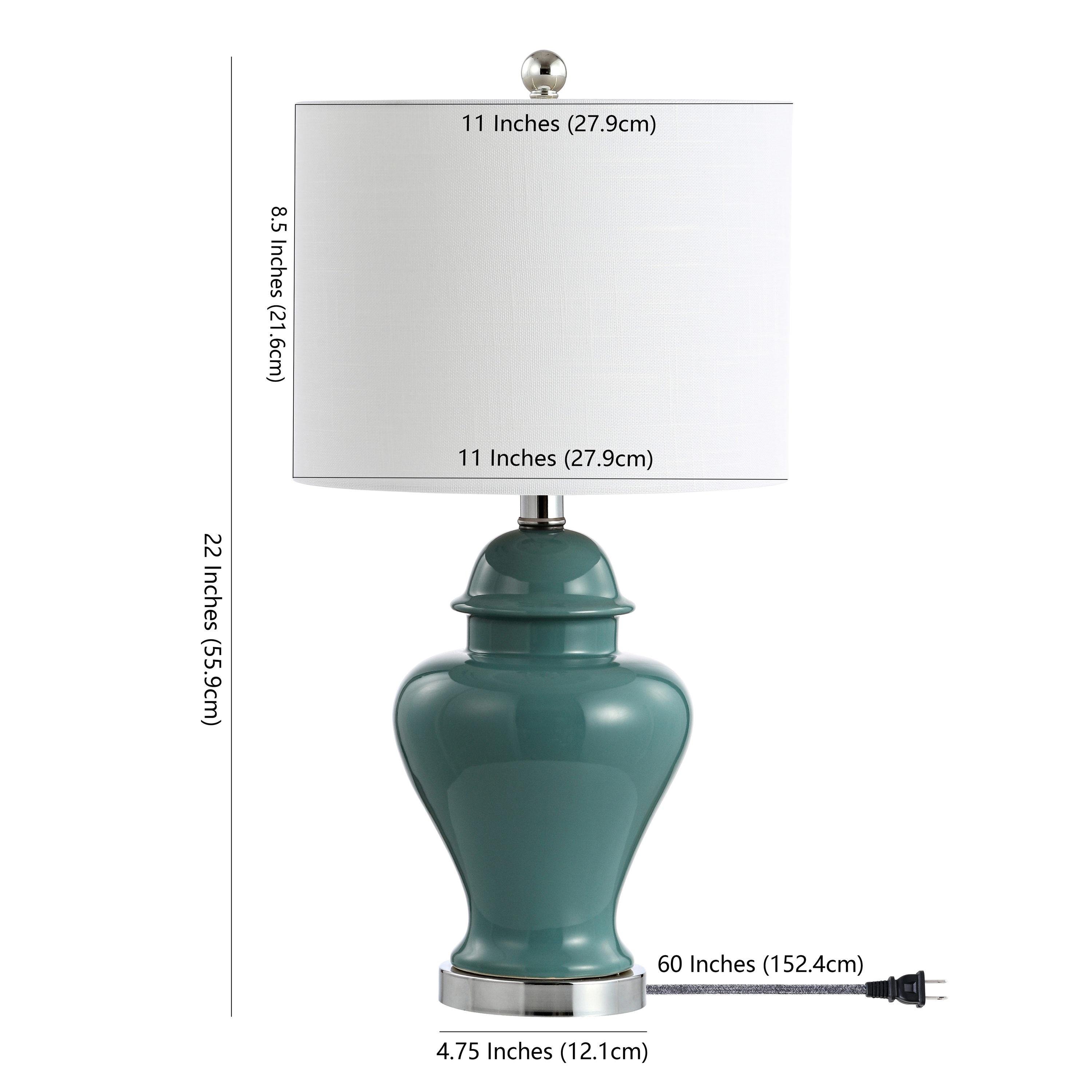 JONATHAN Y Qin 22" Ceramic/Iron Classic Cottage LED Table Lamp, Jade Green